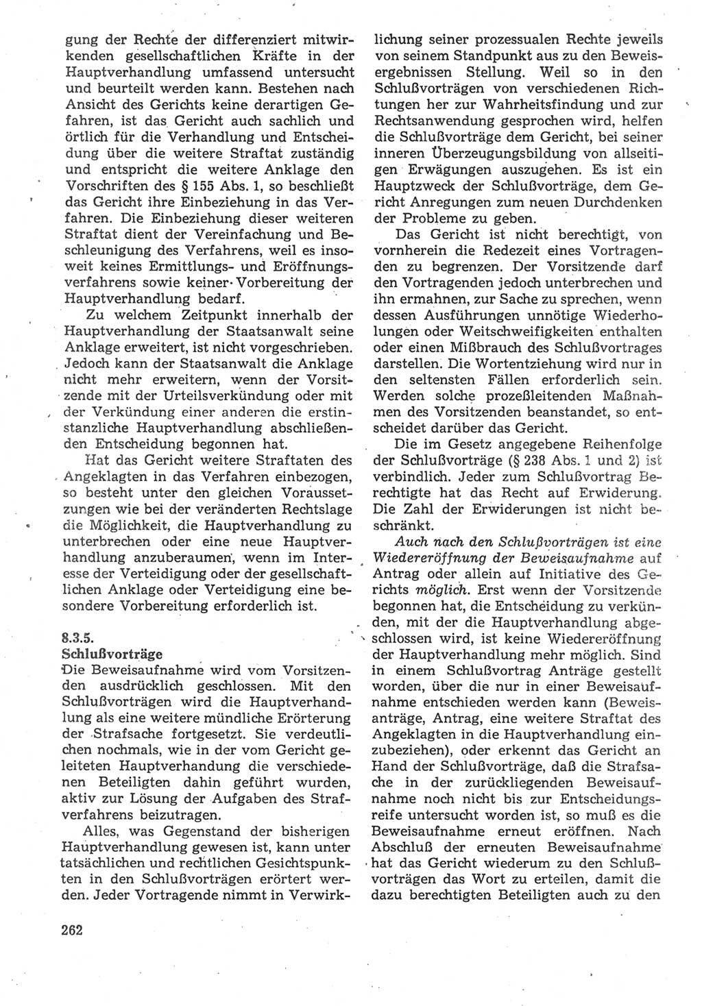 Strafverfahrensrecht [Deutsche Demokratische Republik (DDR)], Lehrbuch 1987, Seite 262 (Strafverf.-R. DDR Lb. 1987, S. 262)