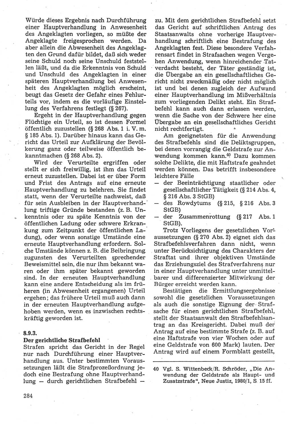 Strafverfahrensrecht [Deutsche Demokratische Republik (DDR)], Lehrbuch 1987, Seite 284 (Strafverf.-R. DDR Lb. 1987, S. 284)