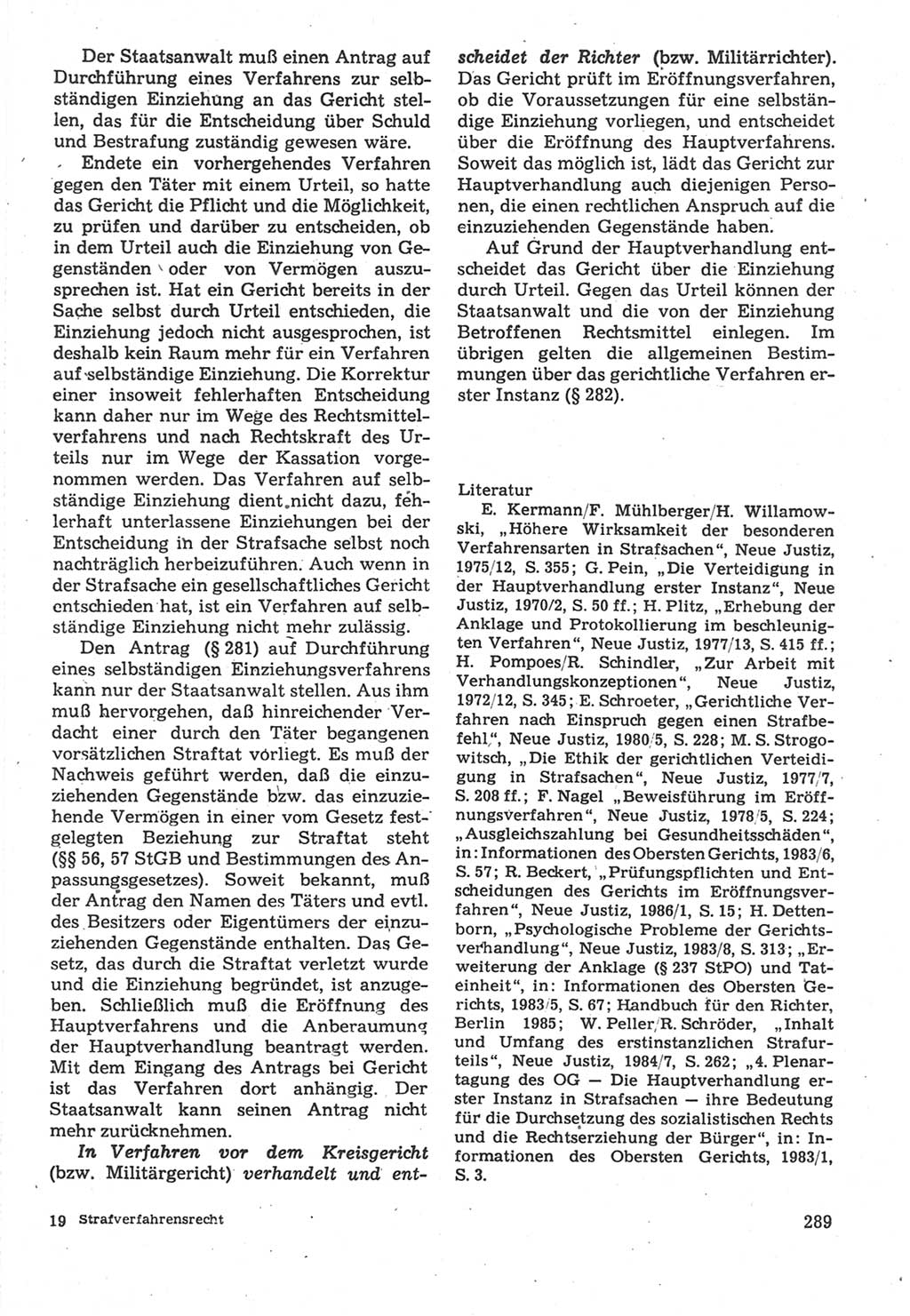 Strafverfahrensrecht [Deutsche Demokratische Republik (DDR)], Lehrbuch 1987, Seite 289 (Strafverf.-R. DDR Lb. 1987, S. 289)