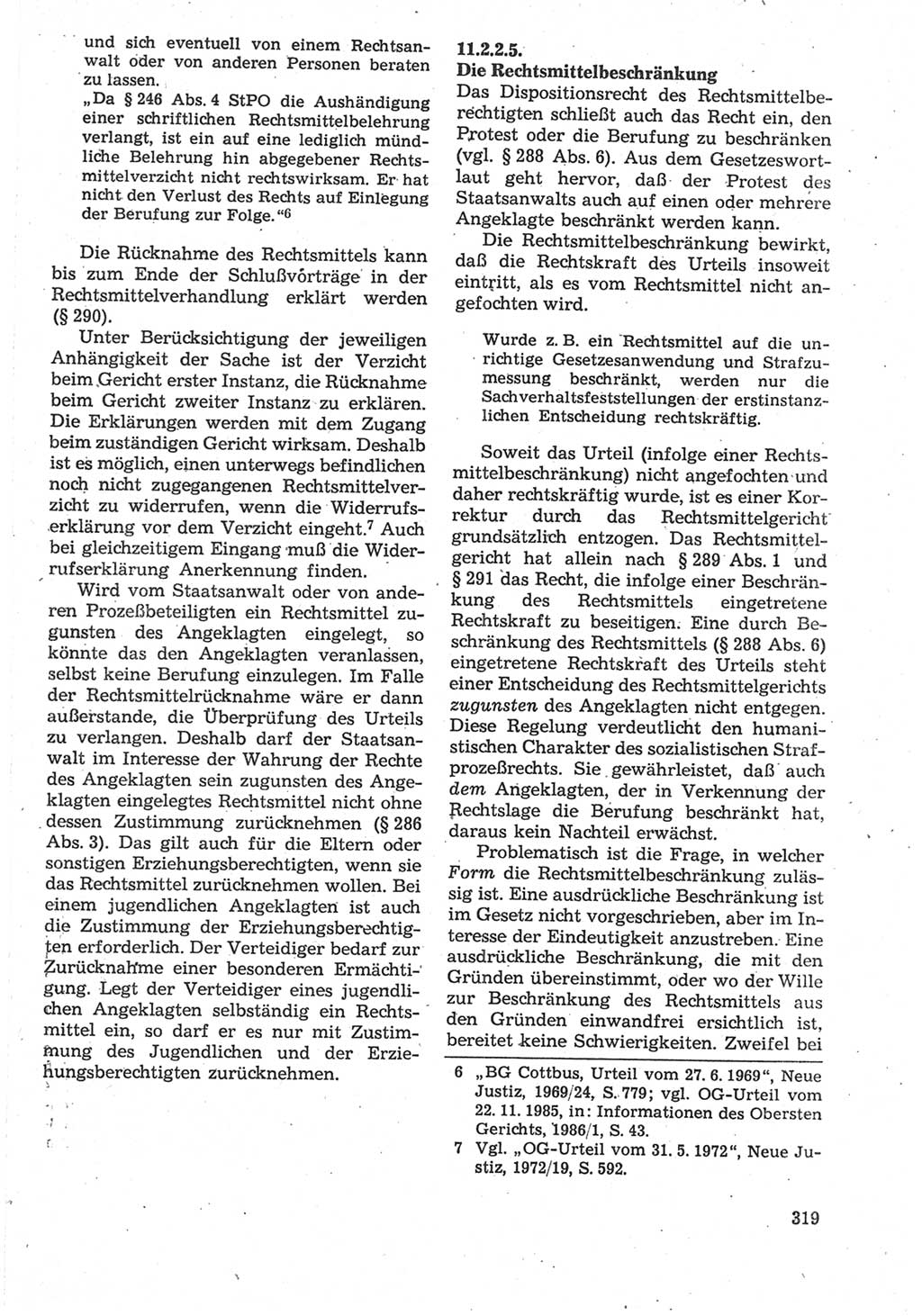 Strafverfahrensrecht [Deutsche Demokratische Republik (DDR)], Lehrbuch 1987, Seite 319 (Strafverf.-R. DDR Lb. 1987, S. 319)