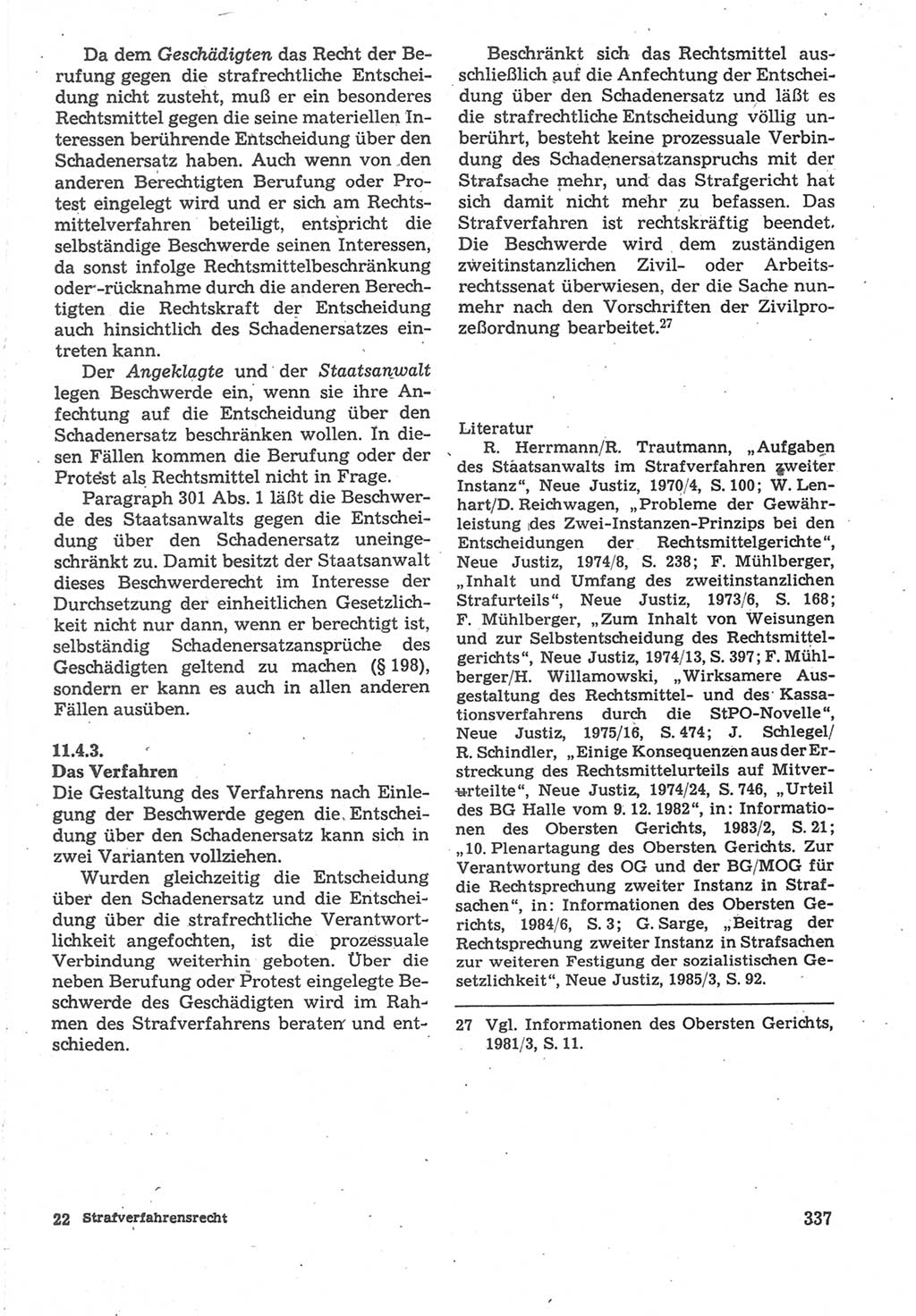 Strafverfahrensrecht [Deutsche Demokratische Republik (DDR)], Lehrbuch 1987, Seite 337 (Strafverf.-R. DDR Lb. 1987, S. 337)