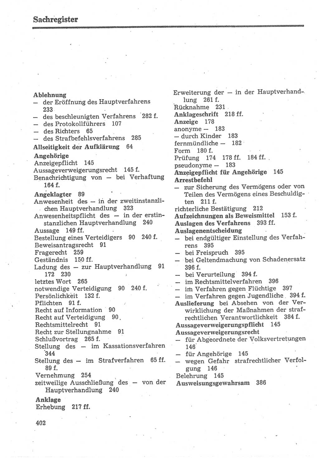 Strafverfahrensrecht [Deutsche Demokratische Republik (DDR)], Lehrbuch 1987, Seite 402 (Strafverf.-R. DDR Lb. 1987, S. 402)