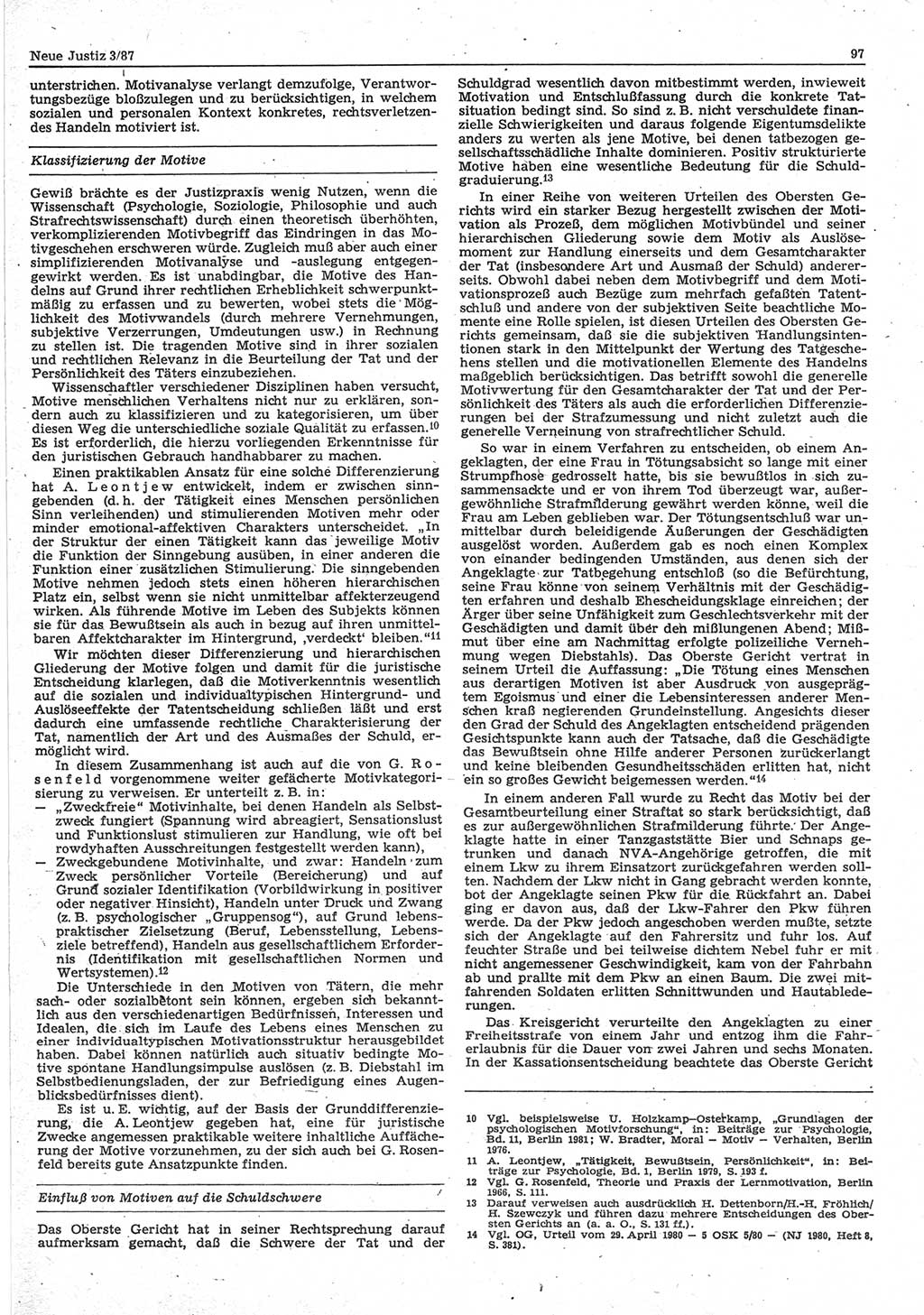 Neue Justiz (NJ), Zeitschrift für sozialistisches Recht und Gesetzlichkeit [Deutsche Demokratische Republik (DDR)], 41. Jahrgang 1987, Seite 97 (NJ DDR 1987, S. 97)
