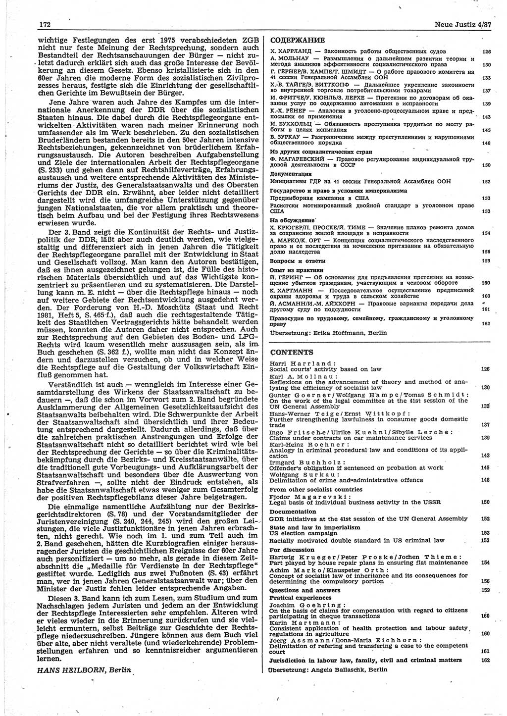 Neue Justiz (NJ), Zeitschrift für sozialistisches Recht und Gesetzlichkeit [Deutsche Demokratische Republik (DDR)], 41. Jahrgang 1987, Seite 172 (NJ DDR 1987, S. 172)