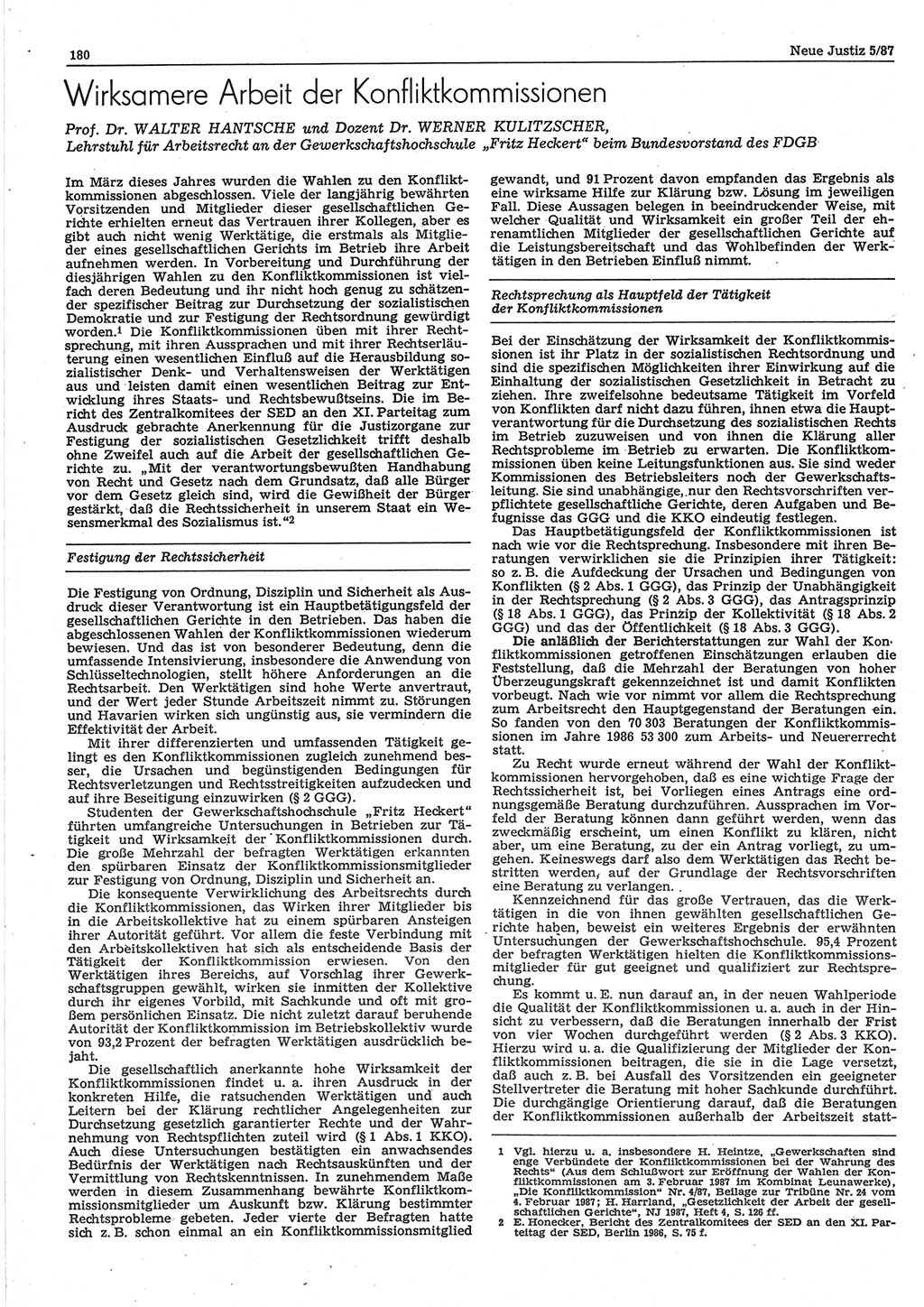 Neue Justiz (NJ), Zeitschrift für sozialistisches Recht und Gesetzlichkeit [Deutsche Demokratische Republik (DDR)], 41. Jahrgang 1987, Seite 180 (NJ DDR 1987, S. 180)