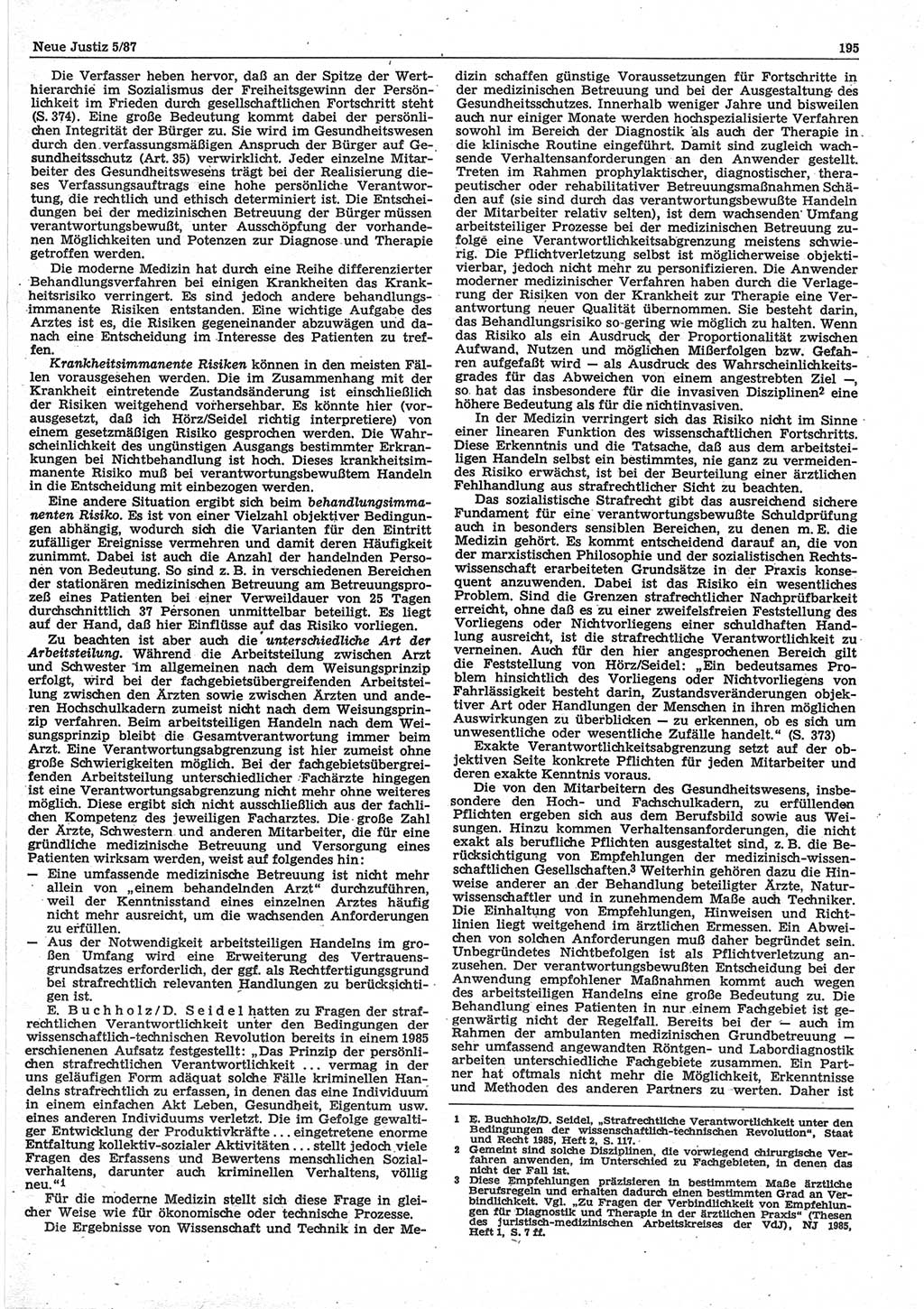Neue Justiz (NJ), Zeitschrift für sozialistisches Recht und Gesetzlichkeit [Deutsche Demokratische Republik (DDR)], 41. Jahrgang 1987, Seite 195 (NJ DDR 1987, S. 195)