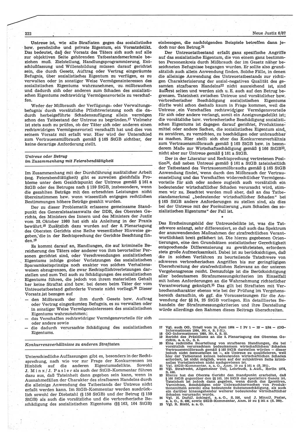 Neue Justiz (NJ), Zeitschrift für sozialistisches Recht und Gesetzlichkeit [Deutsche Demokratische Republik (DDR)], 41. Jahrgang 1987, Seite 222 (NJ DDR 1987, S. 222)