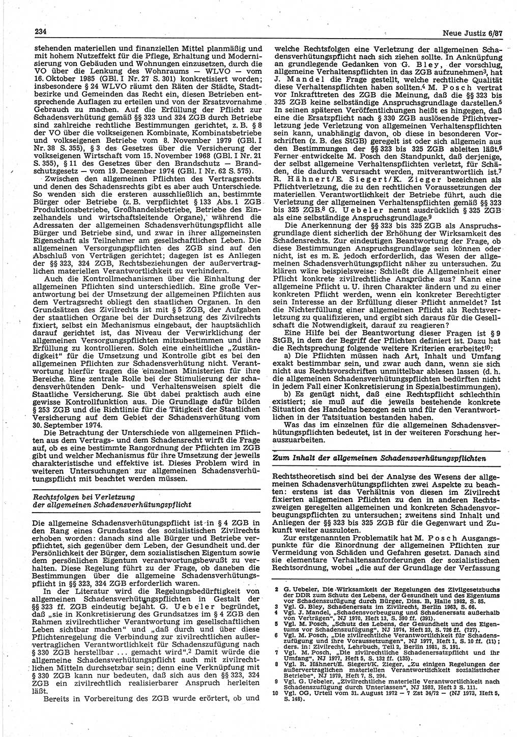 Neue Justiz (NJ), Zeitschrift für sozialistisches Recht und Gesetzlichkeit [Deutsche Demokratische Republik (DDR)], 41. Jahrgang 1987, Seite 234 (NJ DDR 1987, S. 234)