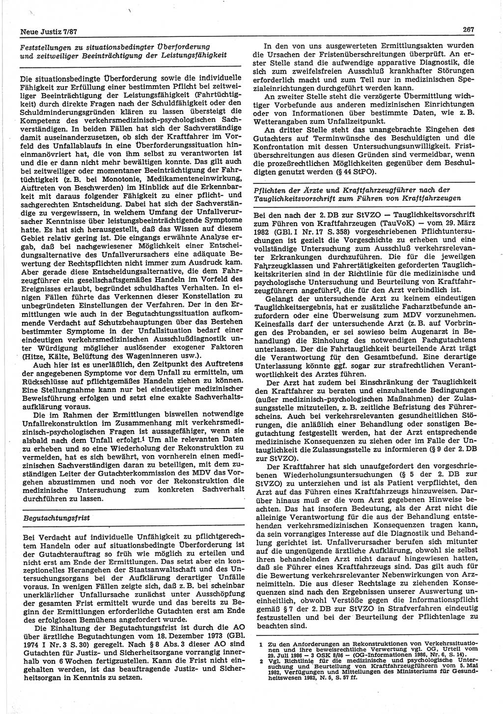 Neue Justiz (NJ), Zeitschrift für sozialistisches Recht und Gesetzlichkeit [Deutsche Demokratische Republik (DDR)], 41. Jahrgang 1987, Seite 267 (NJ DDR 1987, S. 267)