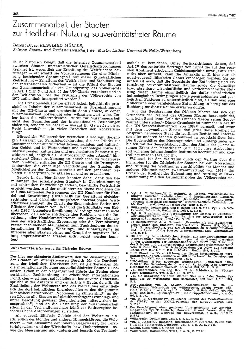 Neue Justiz (NJ), Zeitschrift für sozialistisches Recht und Gesetzlichkeit [Deutsche Demokratische Republik (DDR)], 41. Jahrgang 1987, Seite 268 (NJ DDR 1987, S. 268)
