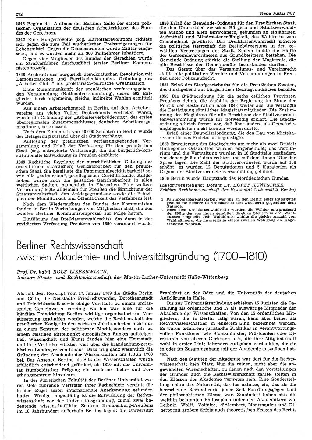 Neue Justiz (NJ), Zeitschrift für sozialistisches Recht und Gesetzlichkeit [Deutsche Demokratische Republik (DDR)], 41. Jahrgang 1987, Seite 272 (NJ DDR 1987, S. 272)