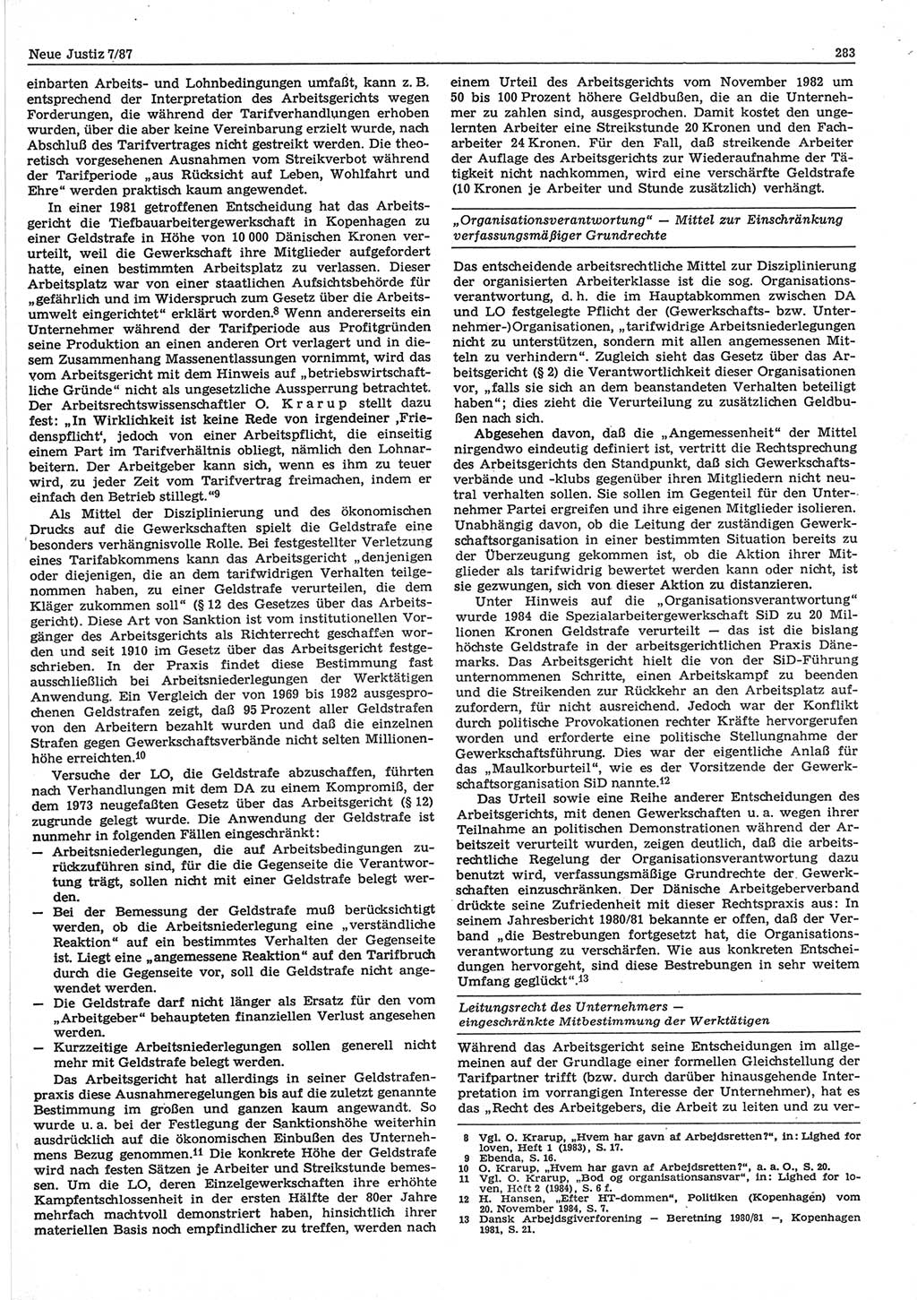 Neue Justiz (NJ), Zeitschrift für sozialistisches Recht und Gesetzlichkeit [Deutsche Demokratische Republik (DDR)], 41. Jahrgang 1987, Seite 283 (NJ DDR 1987, S. 283)