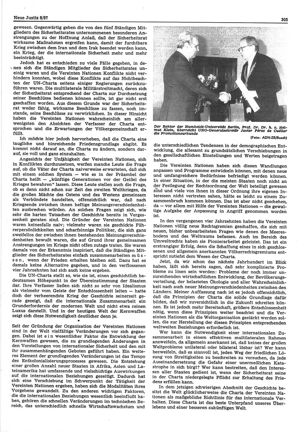 Neue Justiz (NJ), Zeitschrift für sozialistisches Recht und Gesetzlichkeit [Deutsche Demokratische Republik (DDR)], 41. Jahrgang 1987, Seite 305 (NJ DDR 1987, S. 305)