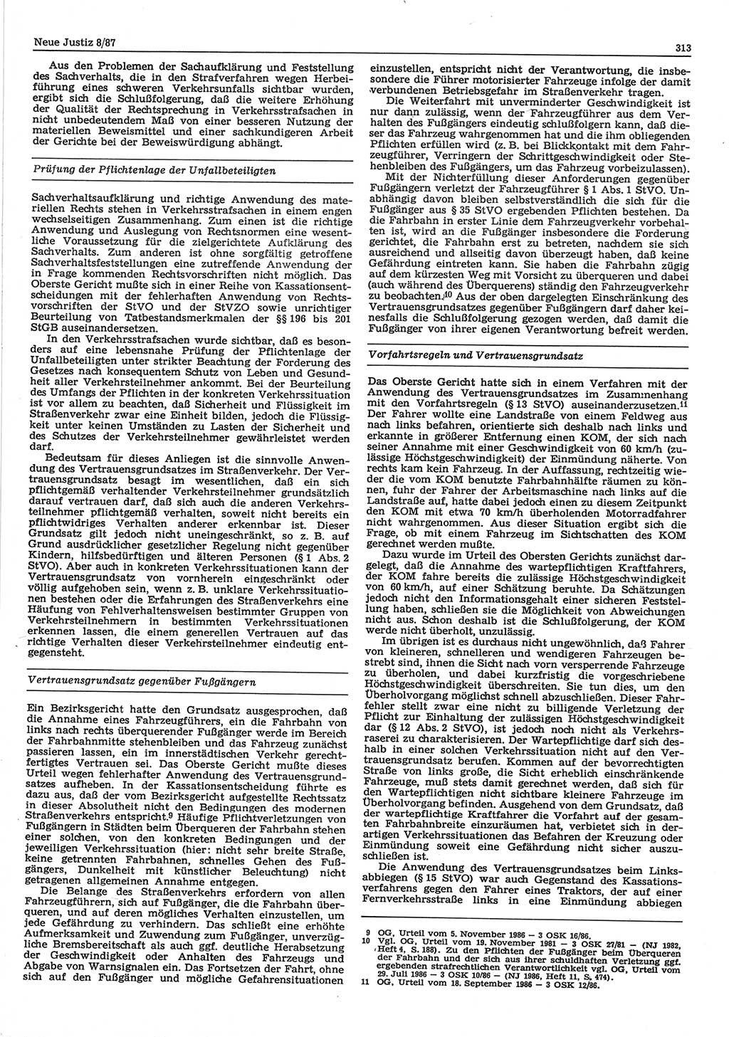 Neue Justiz (NJ), Zeitschrift für sozialistisches Recht und Gesetzlichkeit [Deutsche Demokratische Republik (DDR)], 41. Jahrgang 1987, Seite 313 (NJ DDR 1987, S. 313)