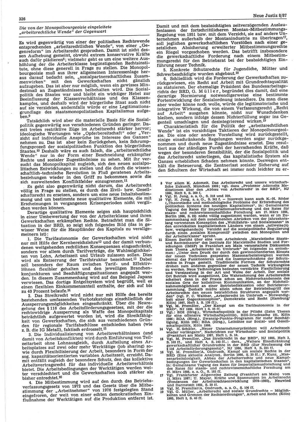 Neue Justiz (NJ), Zeitschrift für sozialistisches Recht und Gesetzlichkeit [Deutsche Demokratische Republik (DDR)], 41. Jahrgang 1987, Seite 326 (NJ DDR 1987, S. 326)