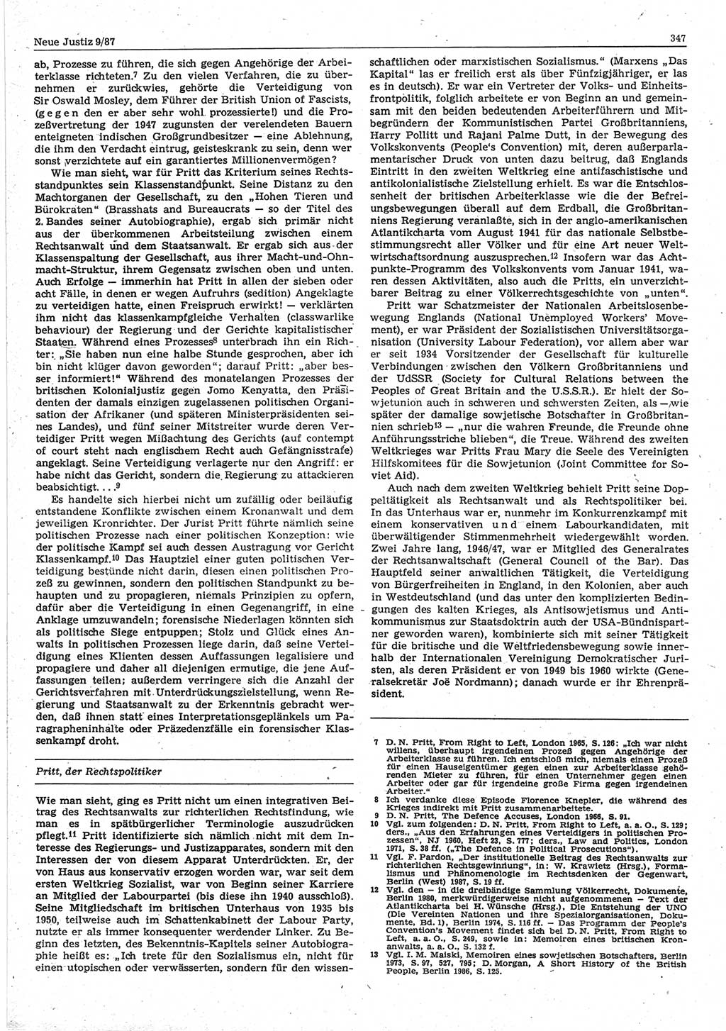 Neue Justiz (NJ), Zeitschrift für sozialistisches Recht und Gesetzlichkeit [Deutsche Demokratische Republik (DDR)], 41. Jahrgang 1987, Seite 347 (NJ DDR 1987, S. 347)