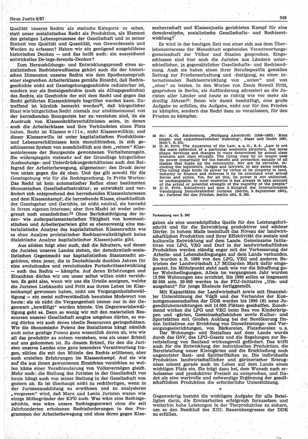 Neue Justiz (NJ), Zeitschrift für sozialistisches Recht und Gesetzlichkeit [Deutsche Demokratische Republik (DDR)], 41. Jahrgang 1987, Seite 349 (NJ DDR 1987, S. 349)