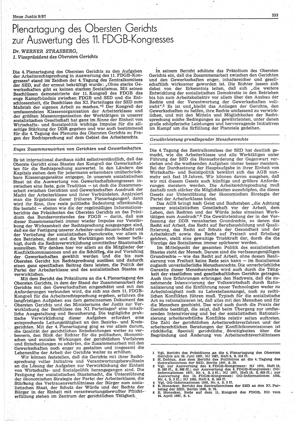 Neue Justiz (NJ), Zeitschrift für sozialistisches Recht und Gesetzlichkeit [Deutsche Demokratische Republik (DDR)], 41. Jahrgang 1987, Seite 353 (NJ DDR 1987, S. 353)