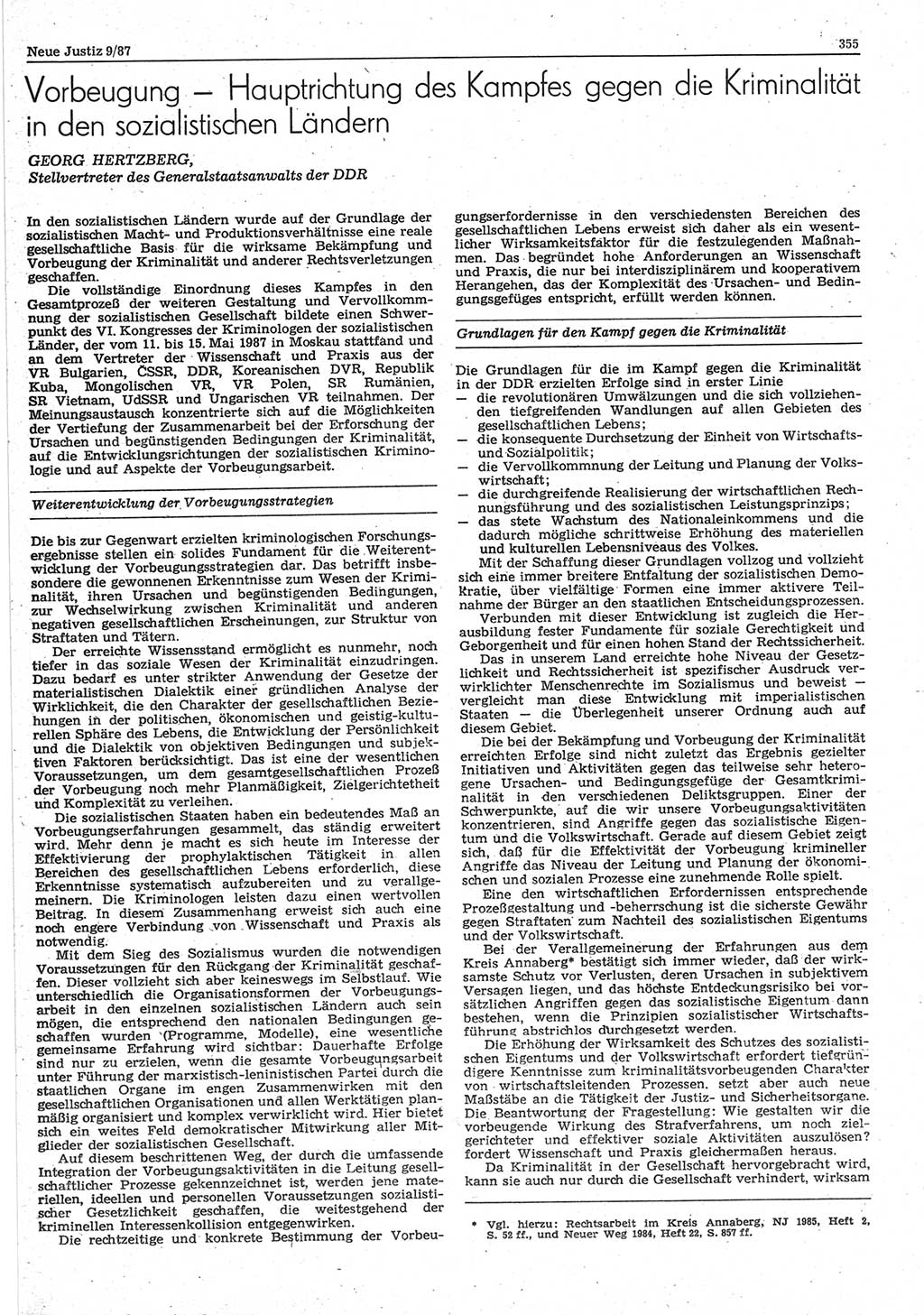 Neue Justiz (NJ), Zeitschrift für sozialistisches Recht und Gesetzlichkeit [Deutsche Demokratische Republik (DDR)], 41. Jahrgang 1987, Seite 355 (NJ DDR 1987, S. 355)