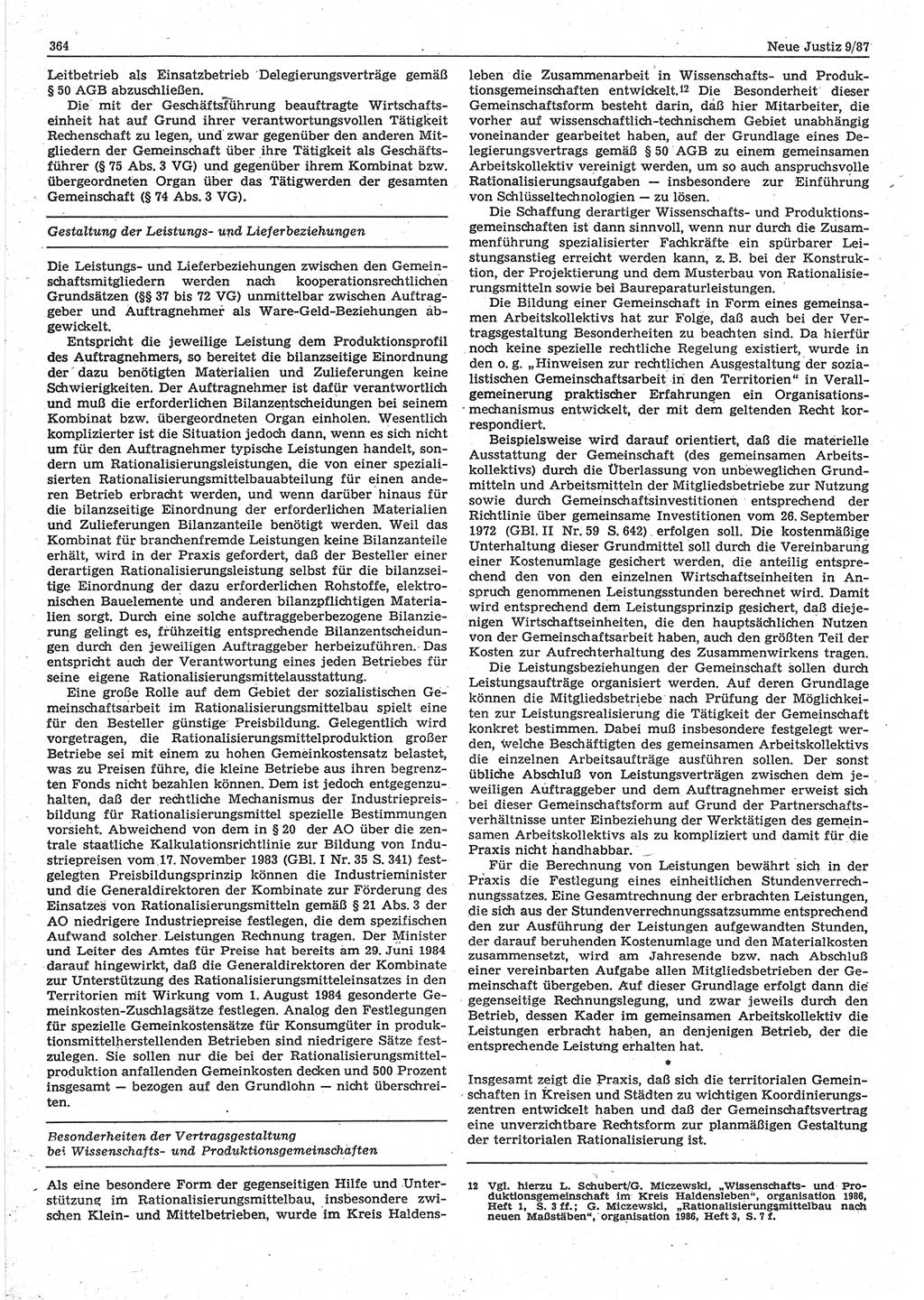Neue Justiz (NJ), Zeitschrift für sozialistisches Recht und Gesetzlichkeit [Deutsche Demokratische Republik (DDR)], 41. Jahrgang 1987, Seite 364 (NJ DDR 1987, S. 364)