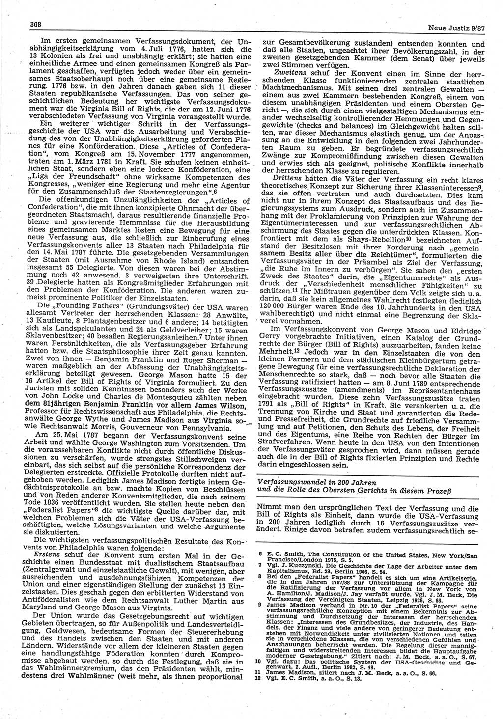 Neue Justiz (NJ), Zeitschrift für sozialistisches Recht und Gesetzlichkeit [Deutsche Demokratische Republik (DDR)], 41. Jahrgang 1987, Seite 368 (NJ DDR 1987, S. 368)