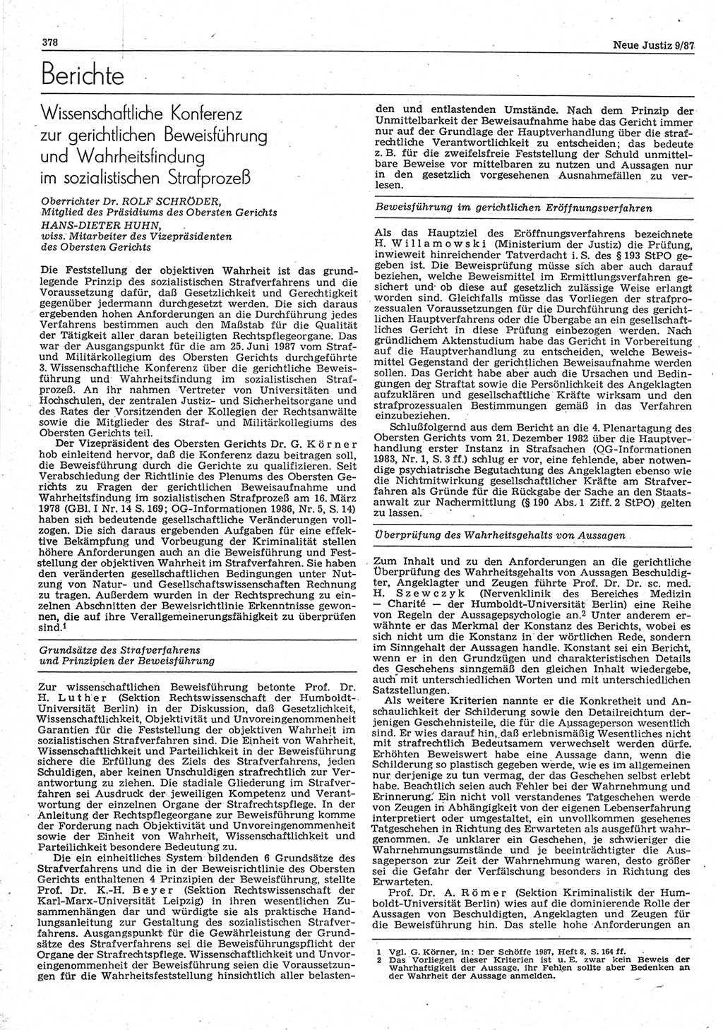Neue Justiz (NJ), Zeitschrift für sozialistisches Recht und Gesetzlichkeit [Deutsche Demokratische Republik (DDR)], 41. Jahrgang 1987, Seite 378 (NJ DDR 1987, S. 378)