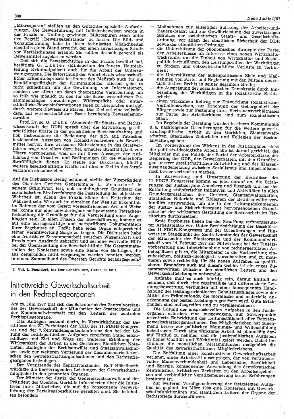 Neue Justiz (NJ), Zeitschrift für sozialistisches Recht und Gesetzlichkeit [Deutsche Demokratische Republik (DDR)], 41. Jahrgang 1987, Seite 380 (NJ DDR 1987, S. 380)