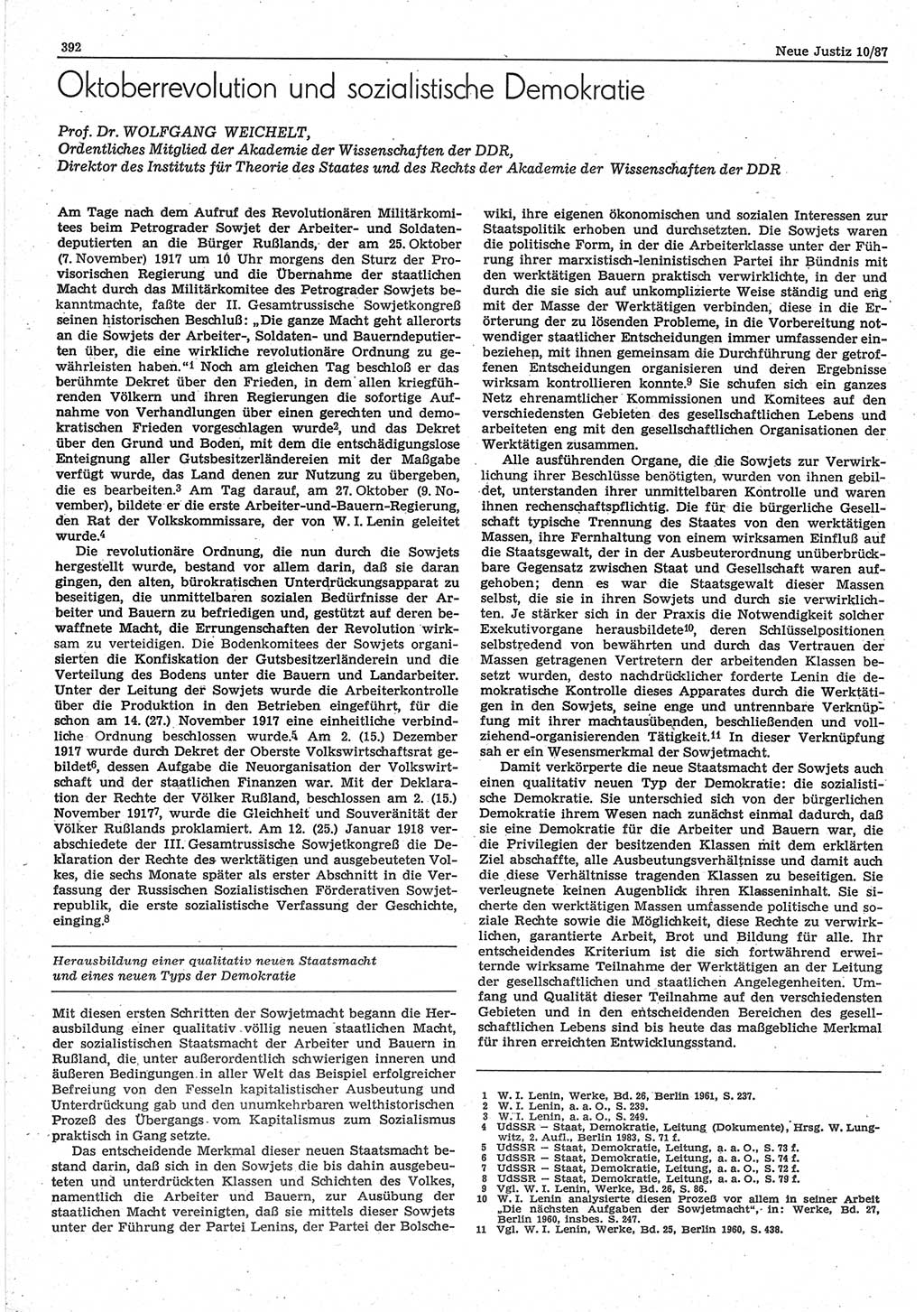 Neue Justiz (NJ), Zeitschrift für sozialistisches Recht und Gesetzlichkeit [Deutsche Demokratische Republik (DDR)], 41. Jahrgang 1987, Seite 392 (NJ DDR 1987, S. 392)