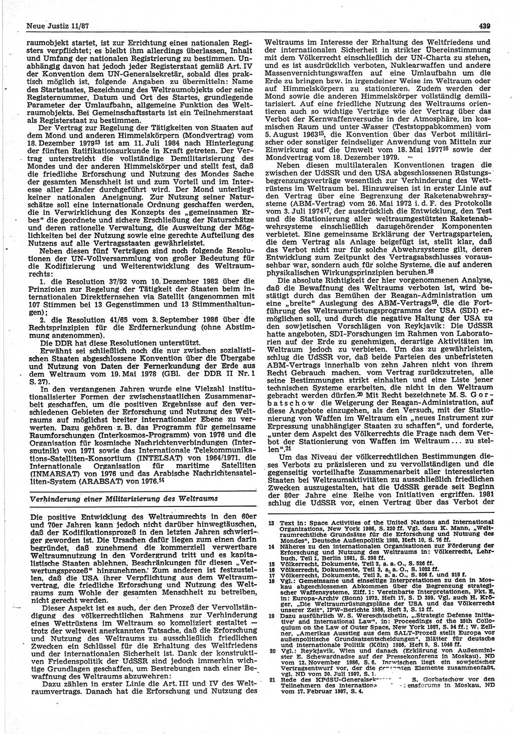 Neue Justiz (NJ), Zeitschrift für sozialistisches Recht und Gesetzlichkeit [Deutsche Demokratische Republik (DDR)], 41. Jahrgang 1987, Seite 439 (NJ DDR 1987, S. 439)
