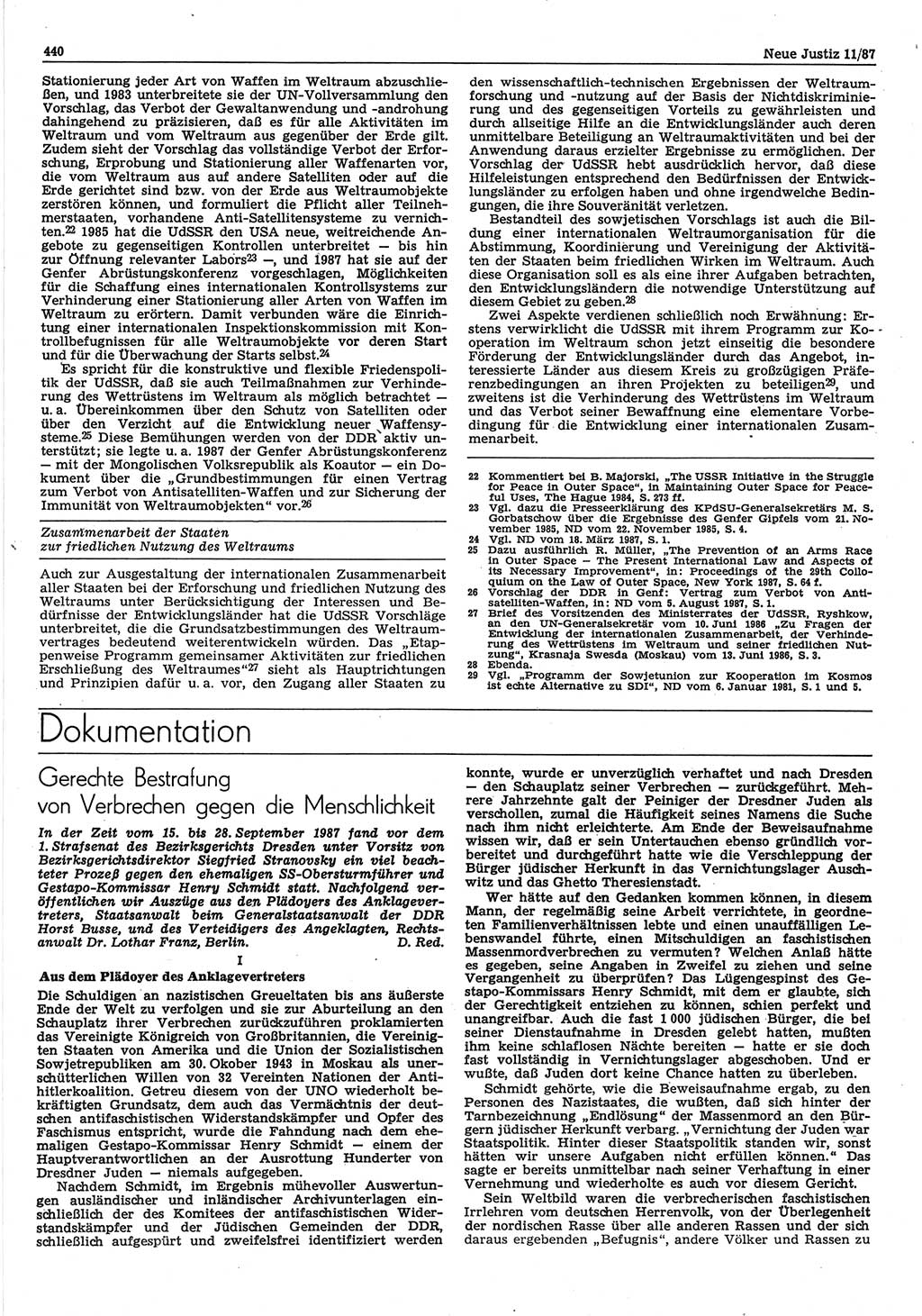 Neue Justiz (NJ), Zeitschrift für sozialistisches Recht und Gesetzlichkeit [Deutsche Demokratische Republik (DDR)], 41. Jahrgang 1987, Seite 440 (NJ DDR 1987, S. 440)
