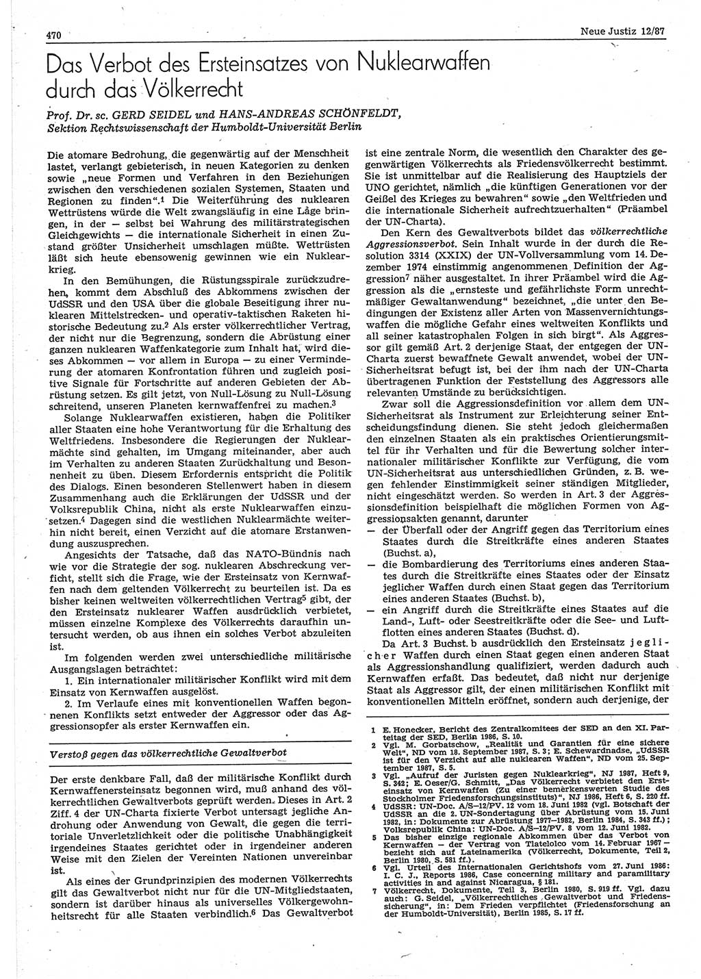 Neue Justiz (NJ), Zeitschrift für sozialistisches Recht und Gesetzlichkeit [Deutsche Demokratische Republik (DDR)], 41. Jahrgang 1987, Seite 470 (NJ DDR 1987, S. 470)