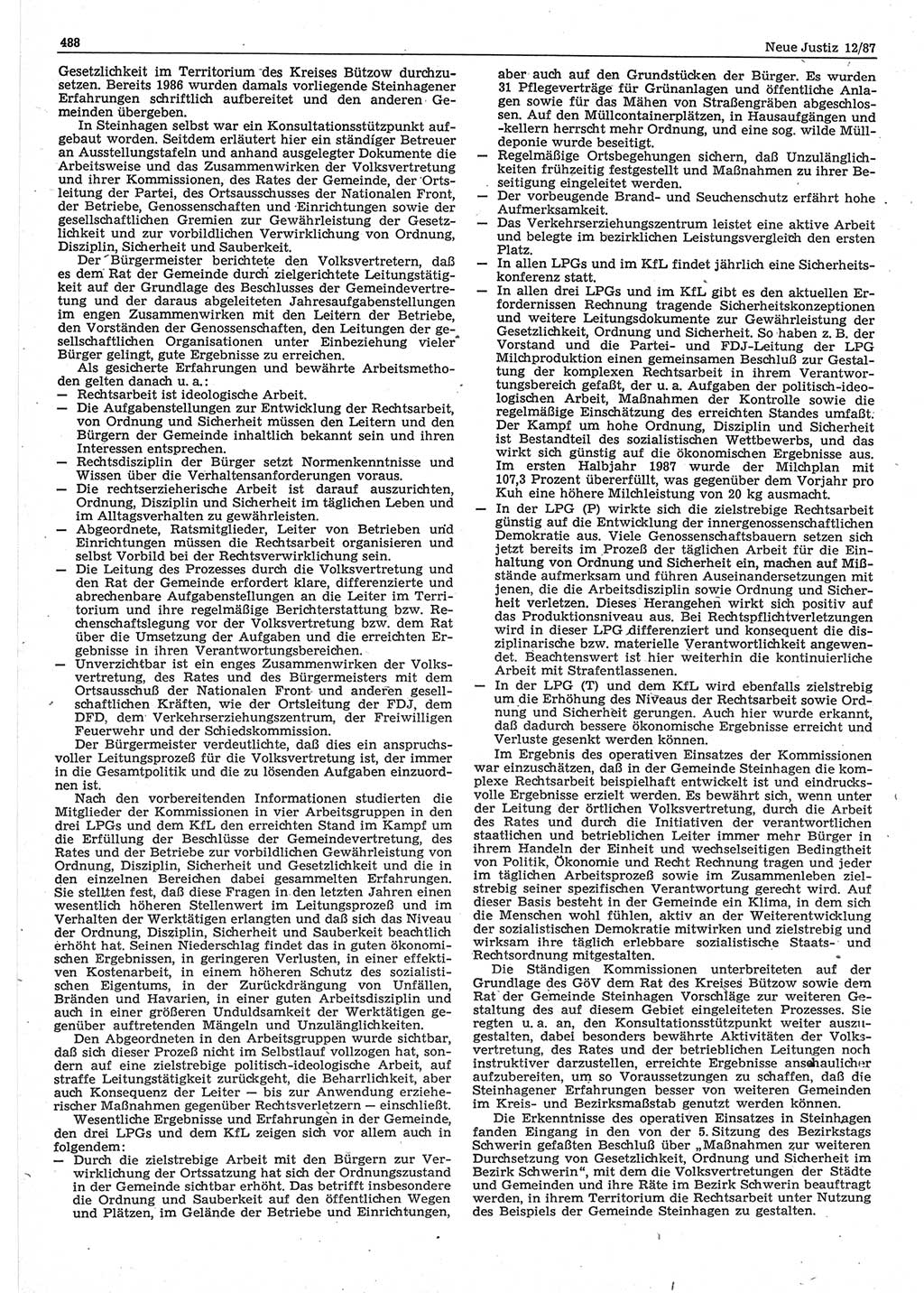 Neue Justiz (NJ), Zeitschrift für sozialistisches Recht und Gesetzlichkeit [Deutsche Demokratische Republik (DDR)], 41. Jahrgang 1987, Seite 488 (NJ DDR 1987, S. 488)