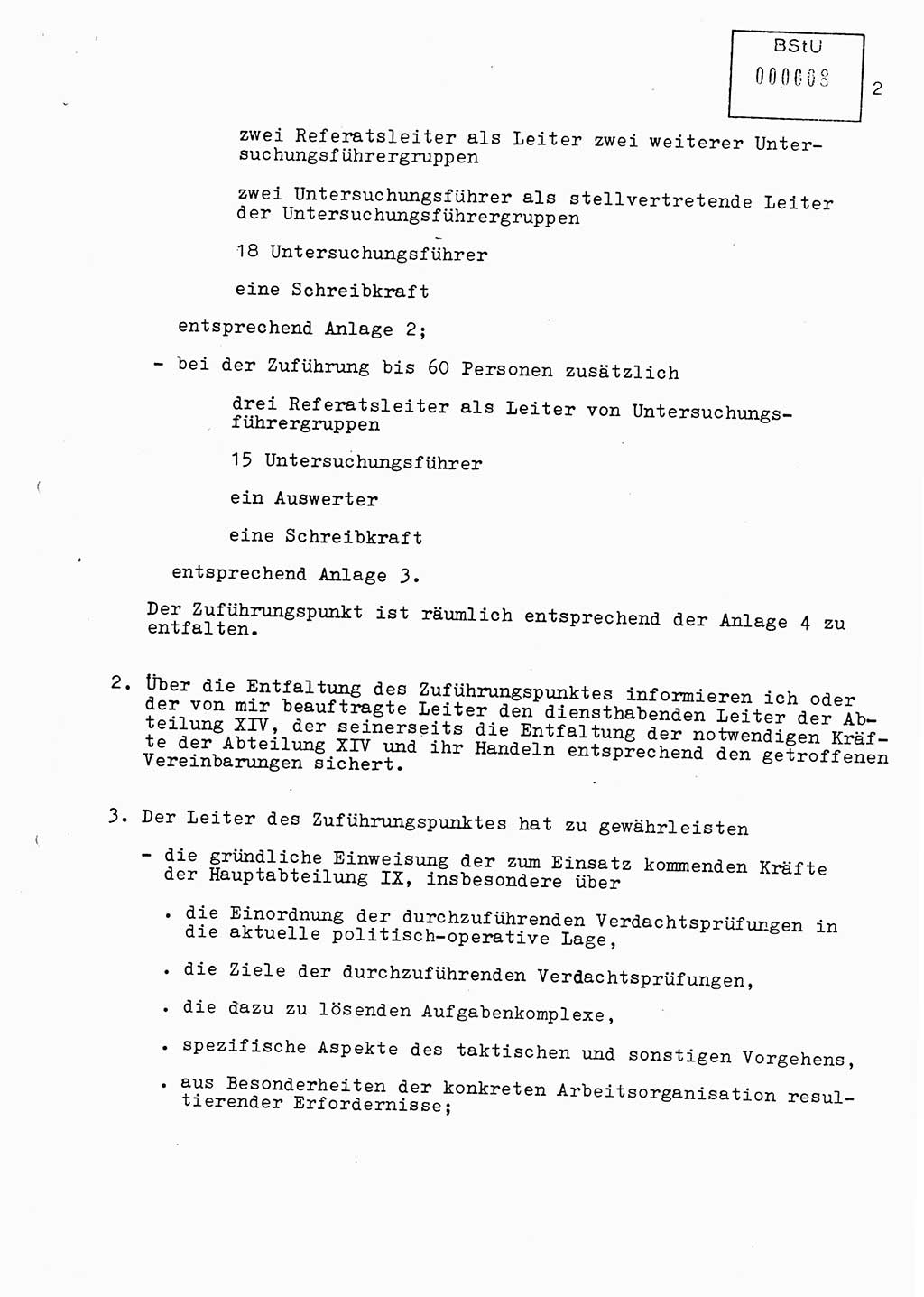 Vorläufige Anweisung Nr. Ⅸ/ 1/88 zur Verantwortung und Arbeitsweise der im Zuführungspunkt des MfS eingesetzten Angehörigen der Hauptabteilung Ⅸ, [Deutsche Demokratische Republik (DDR), Ministerium für Staatssicherheit (MfS)] Hauptabteilung (HA) Ⅸ, Berlin 1988, Seite 2 (Anw. 1/88 MfS DDR HA Ⅸ 1/88 1988, S. 2)