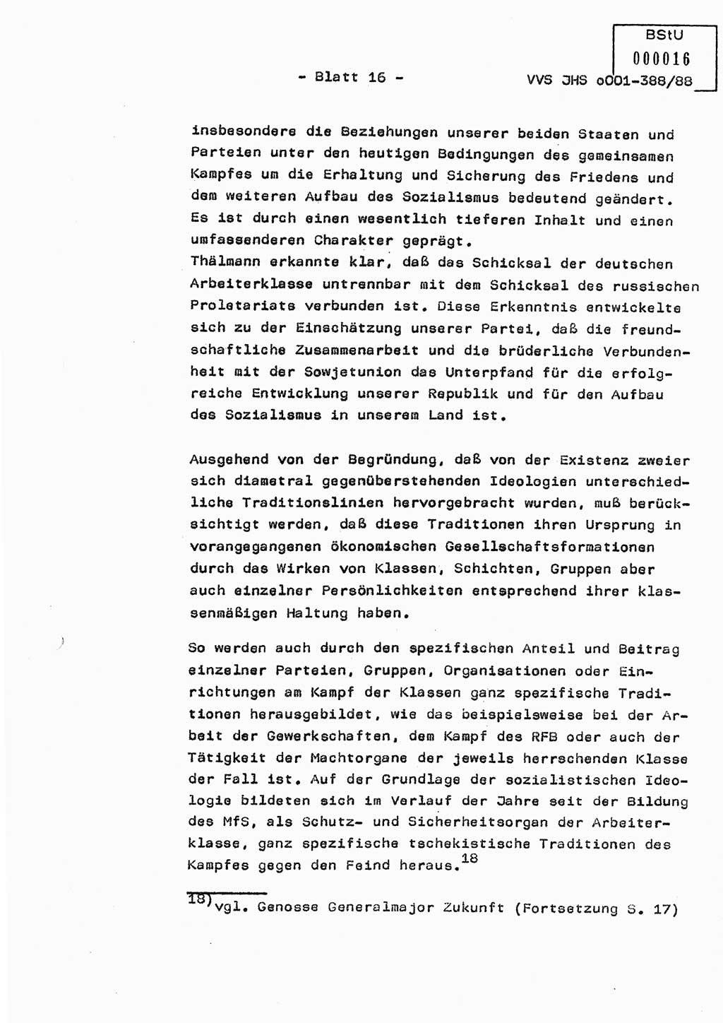 Diplomarbeit Hauptmann Heinz Brixel (Abt. ⅩⅣ), Ministerium für Staatssicherheit (MfS) [Deutsche Demokratische Republik (DDR)], Juristische Hochschule (JHS), Vertrauliche Verschlußsache (VVS) o001-388/88, Potsdam 1988, Blatt 16 (Dipl.-Arb. MfS DDR JHS VVS o001-388/88 1988, Bl. 16)