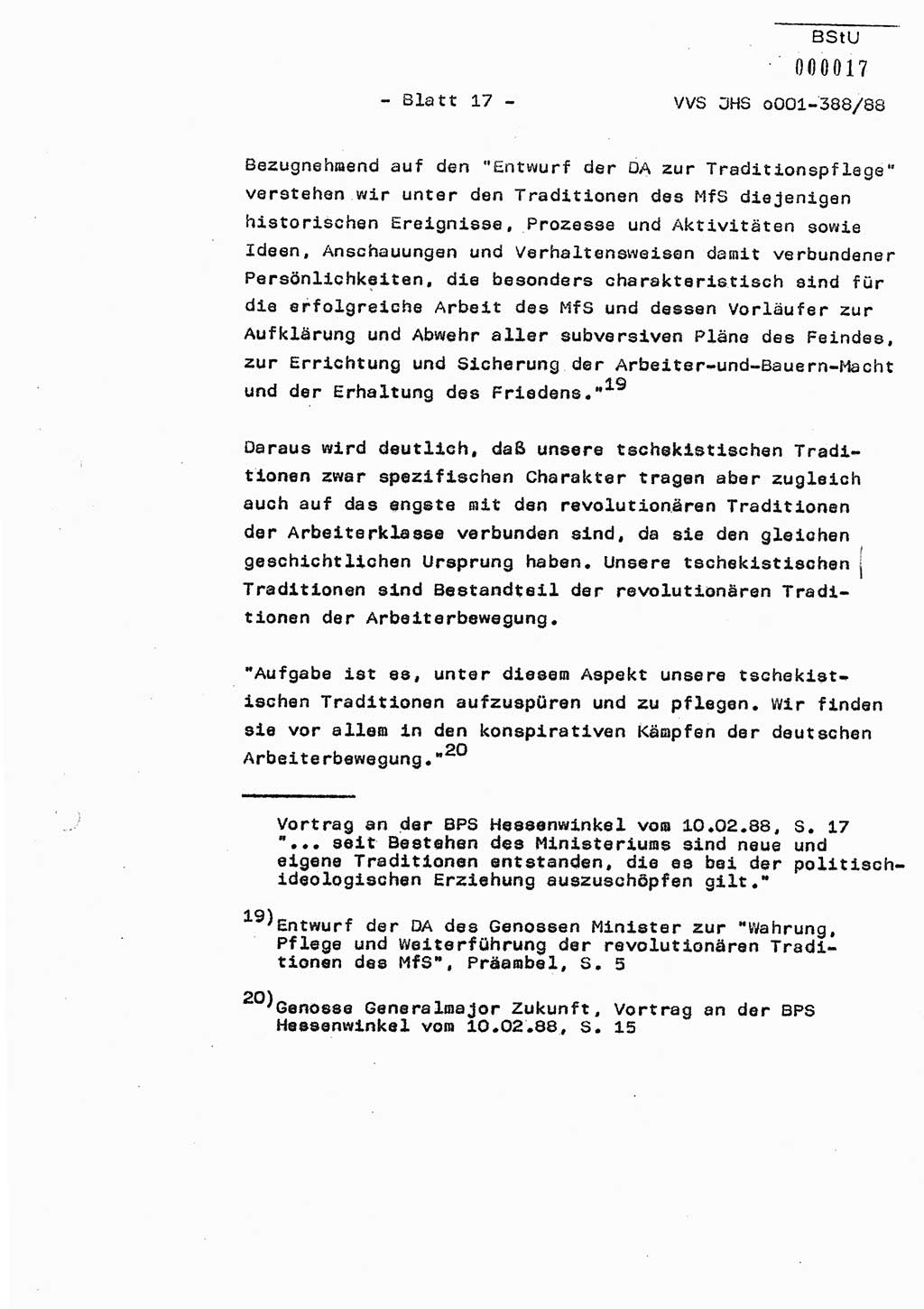 Diplomarbeit Hauptmann Heinz Brixel (Abt. ⅩⅣ), Ministerium für Staatssicherheit (MfS) [Deutsche Demokratische Republik (DDR)], Juristische Hochschule (JHS), Vertrauliche Verschlußsache (VVS) o001-388/88, Potsdam 1988, Blatt 17 (Dipl.-Arb. MfS DDR JHS VVS o001-388/88 1988, Bl. 17)