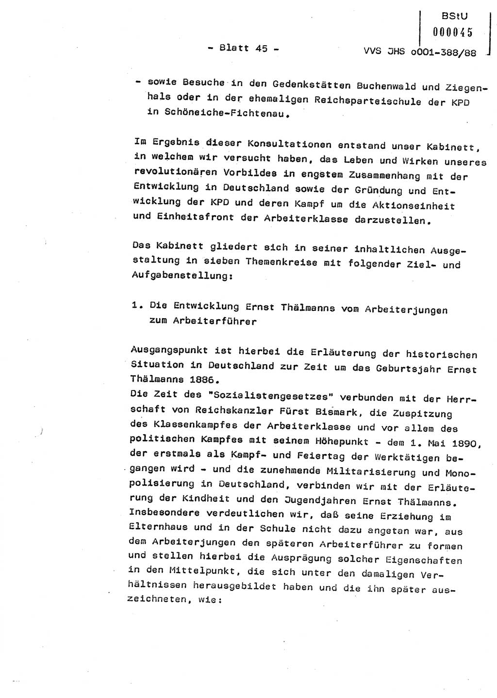 Diplomarbeit Hauptmann Heinz Brixel (Abt. ⅩⅣ), Ministerium für Staatssicherheit (MfS) [Deutsche Demokratische Republik (DDR)], Juristische Hochschule (JHS), Vertrauliche Verschlußsache (VVS) o001-388/88, Potsdam 1988, Blatt 45 (Dipl.-Arb. MfS DDR JHS VVS o001-388/88 1988, Bl. 45)