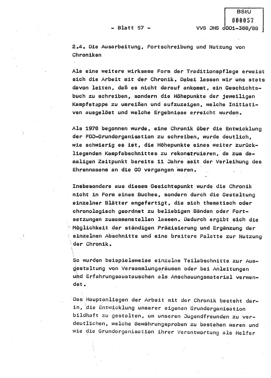 Diplomarbeit Hauptmann Heinz Brixel (Abt. ⅩⅣ), Ministerium für Staatssicherheit (MfS) [Deutsche Demokratische Republik (DDR)], Juristische Hochschule (JHS), Vertrauliche Verschlußsache (VVS) o001-388/88, Potsdam 1988, Blatt 57 (Dipl.-Arb. MfS DDR JHS VVS o001-388/88 1988, Bl. 57)