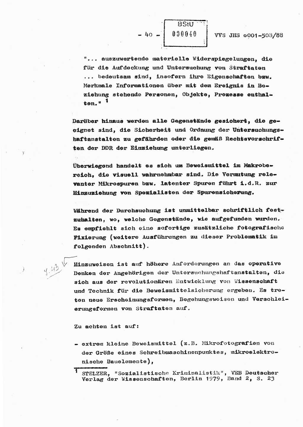 Diplomarbeit Hauptmann Christian Kätzel (Abt. ⅩⅣ), Ministerium für Staatssicherheit (MfS) [Deutsche Demokratische Republik (DDR)], Juristische Hochschule (JHS), Vertrauliche Verschlußsache (VVS) o001-508/88, Potsdam 1988, Blatt 40 (Dipl.-Arb. MfS DDR JHS VVS o001-508/88 1988, Bl. 40)