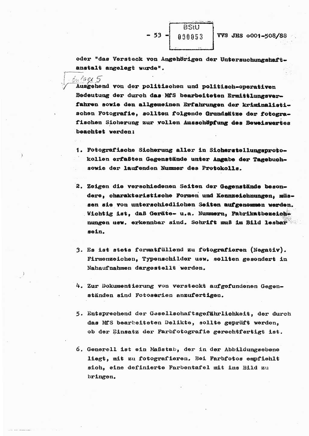 Diplomarbeit Hauptmann Christian Kätzel (Abt. ⅩⅣ), Ministerium für Staatssicherheit (MfS) [Deutsche Demokratische Republik (DDR)], Juristische Hochschule (JHS), Vertrauliche Verschlußsache (VVS) o001-508/88, Potsdam 1988, Blatt 53 (Dipl.-Arb. MfS DDR JHS VVS o001-508/88 1988, Bl. 53)
