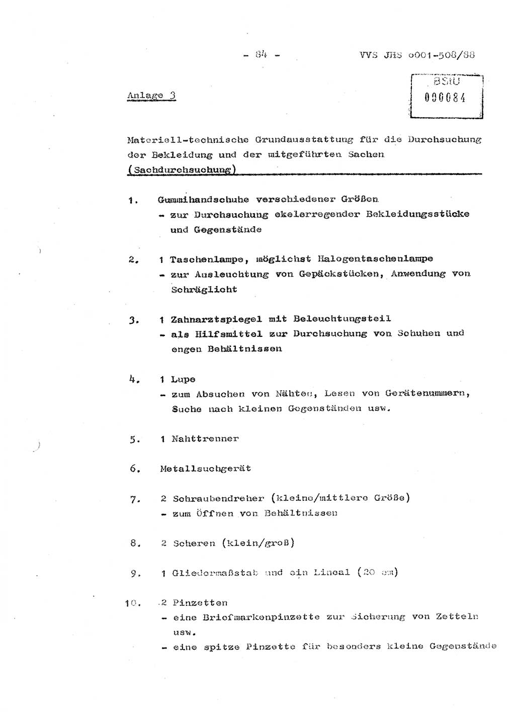 Diplomarbeit Hauptmann Christian Kätzel (Abt. ⅩⅣ), Ministerium für Staatssicherheit (MfS) [Deutsche Demokratische Republik (DDR)], Juristische Hochschule (JHS), Vertrauliche Verschlußsache (VVS) o001-508/88, Potsdam 1988, Blatt 84 (Dipl.-Arb. MfS DDR JHS VVS o001-508/88 1988, Bl. 84)