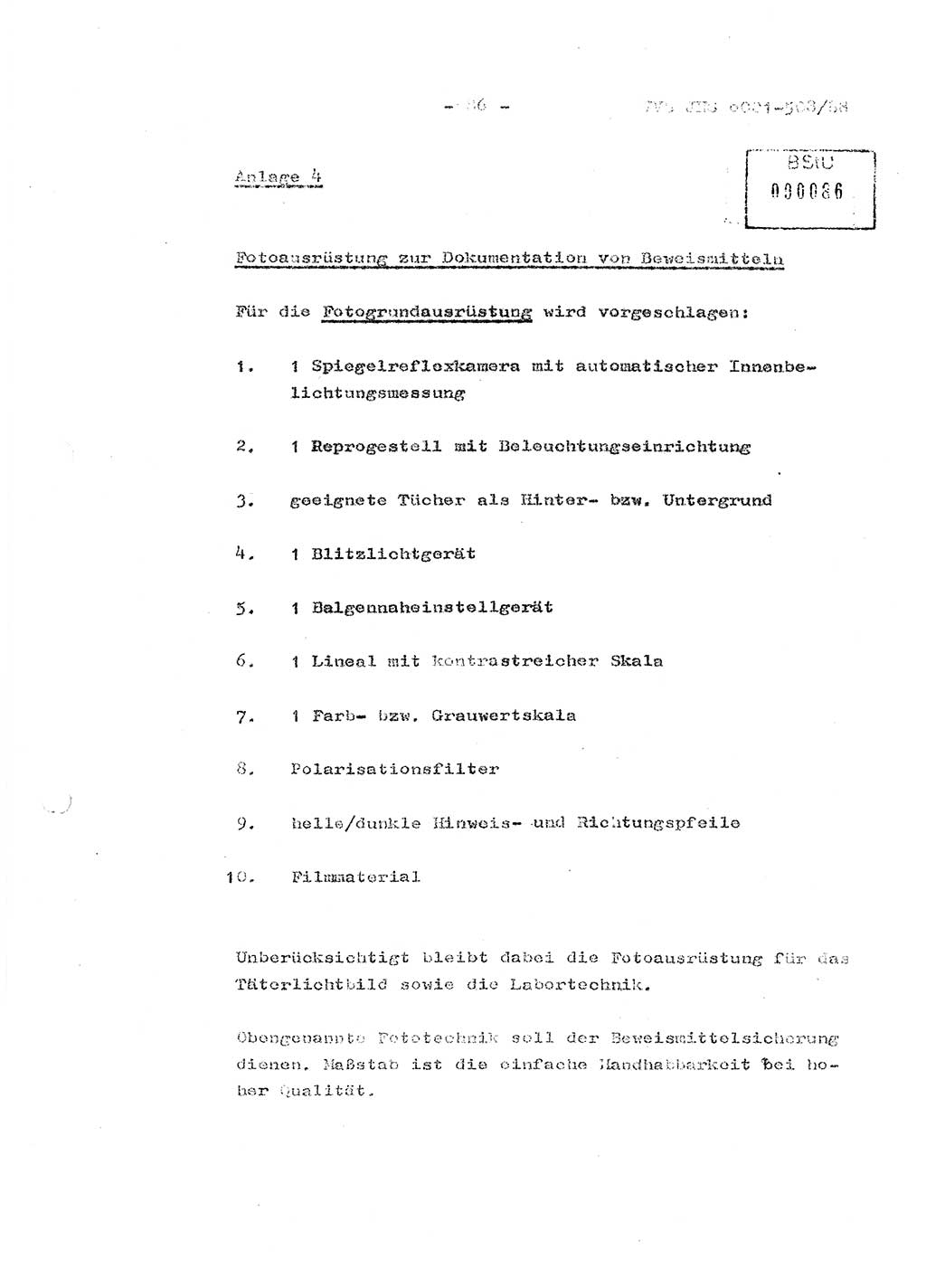 Diplomarbeit Hauptmann Christian Kätzel (Abt. ⅩⅣ), Ministerium für Staatssicherheit (MfS) [Deutsche Demokratische Republik (DDR)], Juristische Hochschule (JHS), Vertrauliche Verschlußsache (VVS) o001-508/88, Potsdam 1988, Blatt 86 (Dipl.-Arb. MfS DDR JHS VVS o001-508/88 1988, Bl. 86)