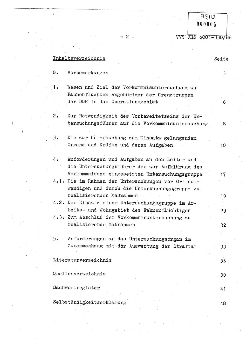 Diplomarbeit Offiziersschüler Thomas Mühle (HA Ⅸ/6), Ministerium für Staatssicherheit (MfS) [Deutsche Demokratische Republik (DDR)], Juristische Hochschule (JHS), Vertrauliche Verschlußsache (VVS) o001-330/88, Potsdam 1988, Seite 2 (Dipl.-Arb. MfS DDR JHS VVS o001-330/88 1988, S. 2)