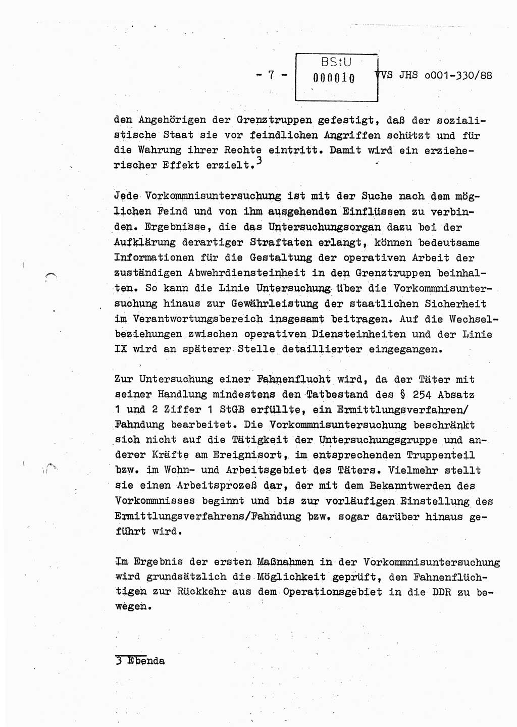 Diplomarbeit Offiziersschüler Thomas Mühle (HA Ⅸ/6), Ministerium für Staatssicherheit (MfS) [Deutsche Demokratische Republik (DDR)], Juristische Hochschule (JHS), Vertrauliche Verschlußsache (VVS) o001-330/88, Potsdam 1988, Seite 7 (Dipl.-Arb. MfS DDR JHS VVS o001-330/88 1988, S. 7)