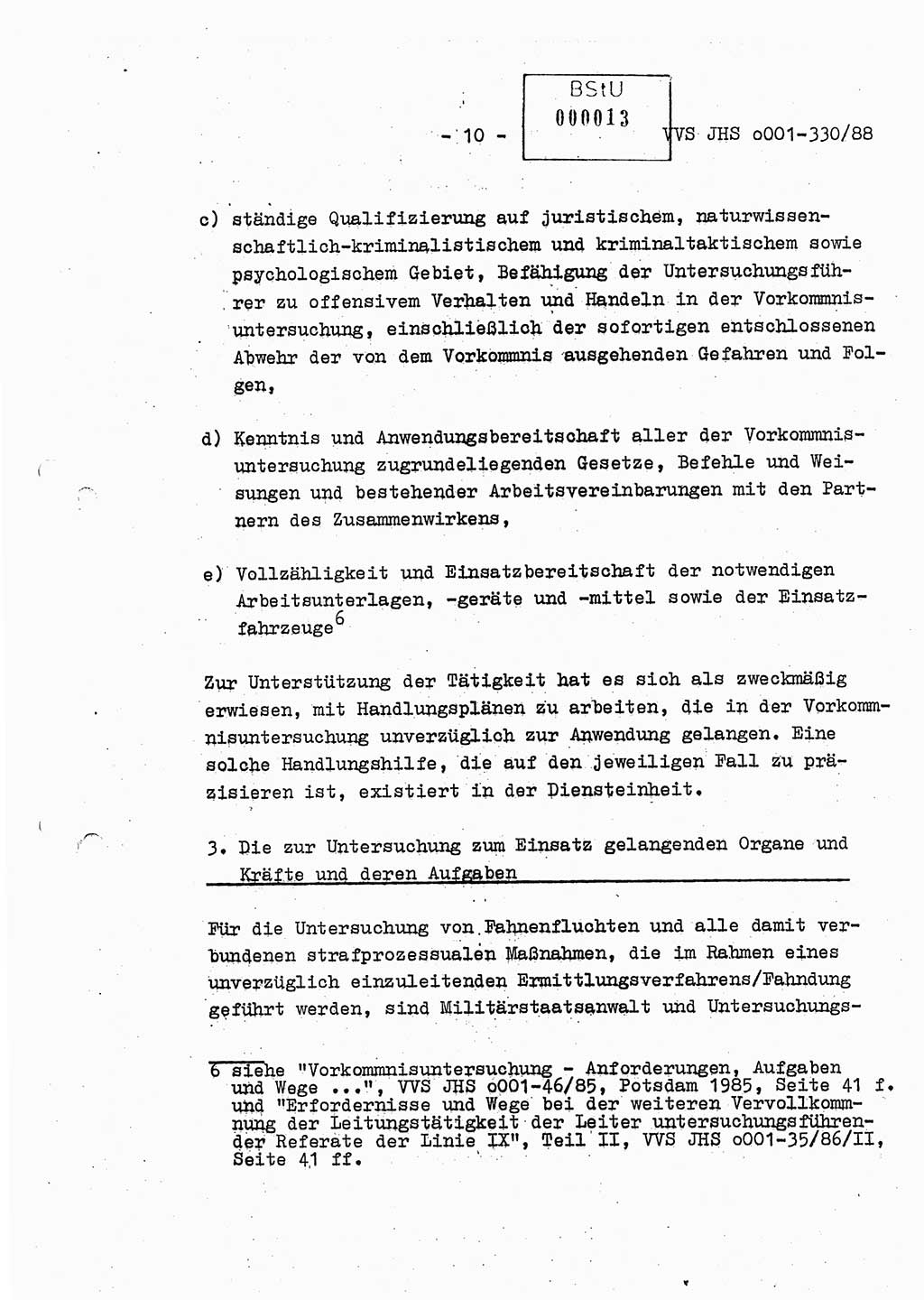 Diplomarbeit Offiziersschüler Thomas Mühle (HA Ⅸ/6), Ministerium für Staatssicherheit (MfS) [Deutsche Demokratische Republik (DDR)], Juristische Hochschule (JHS), Vertrauliche Verschlußsache (VVS) o001-330/88, Potsdam 1988, Seite 10 (Dipl.-Arb. MfS DDR JHS VVS o001-330/88 1988, S. 10)