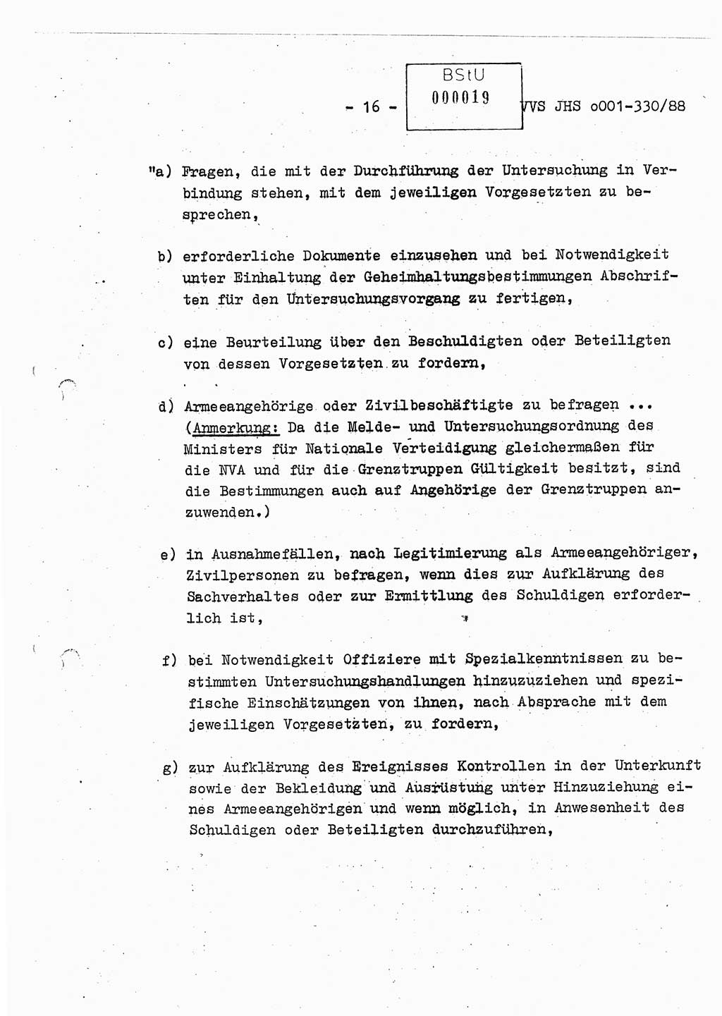 Diplomarbeit Offiziersschüler Thomas Mühle (HA Ⅸ/6), Ministerium für Staatssicherheit (MfS) [Deutsche Demokratische Republik (DDR)], Juristische Hochschule (JHS), Vertrauliche Verschlußsache (VVS) o001-330/88, Potsdam 1988, Seite 16 (Dipl.-Arb. MfS DDR JHS VVS o001-330/88 1988, S. 16)