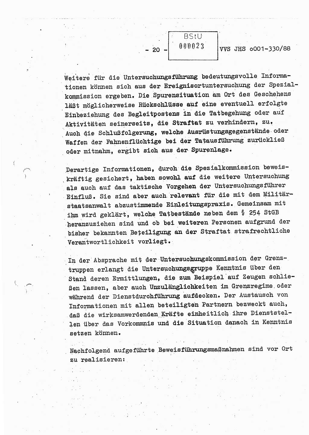 Diplomarbeit Offiziersschüler Thomas Mühle (HA Ⅸ/6), Ministerium für Staatssicherheit (MfS) [Deutsche Demokratische Republik (DDR)], Juristische Hochschule (JHS), Vertrauliche Verschlußsache (VVS) o001-330/88, Potsdam 1988, Seite 20 (Dipl.-Arb. MfS DDR JHS VVS o001-330/88 1988, S. 20)