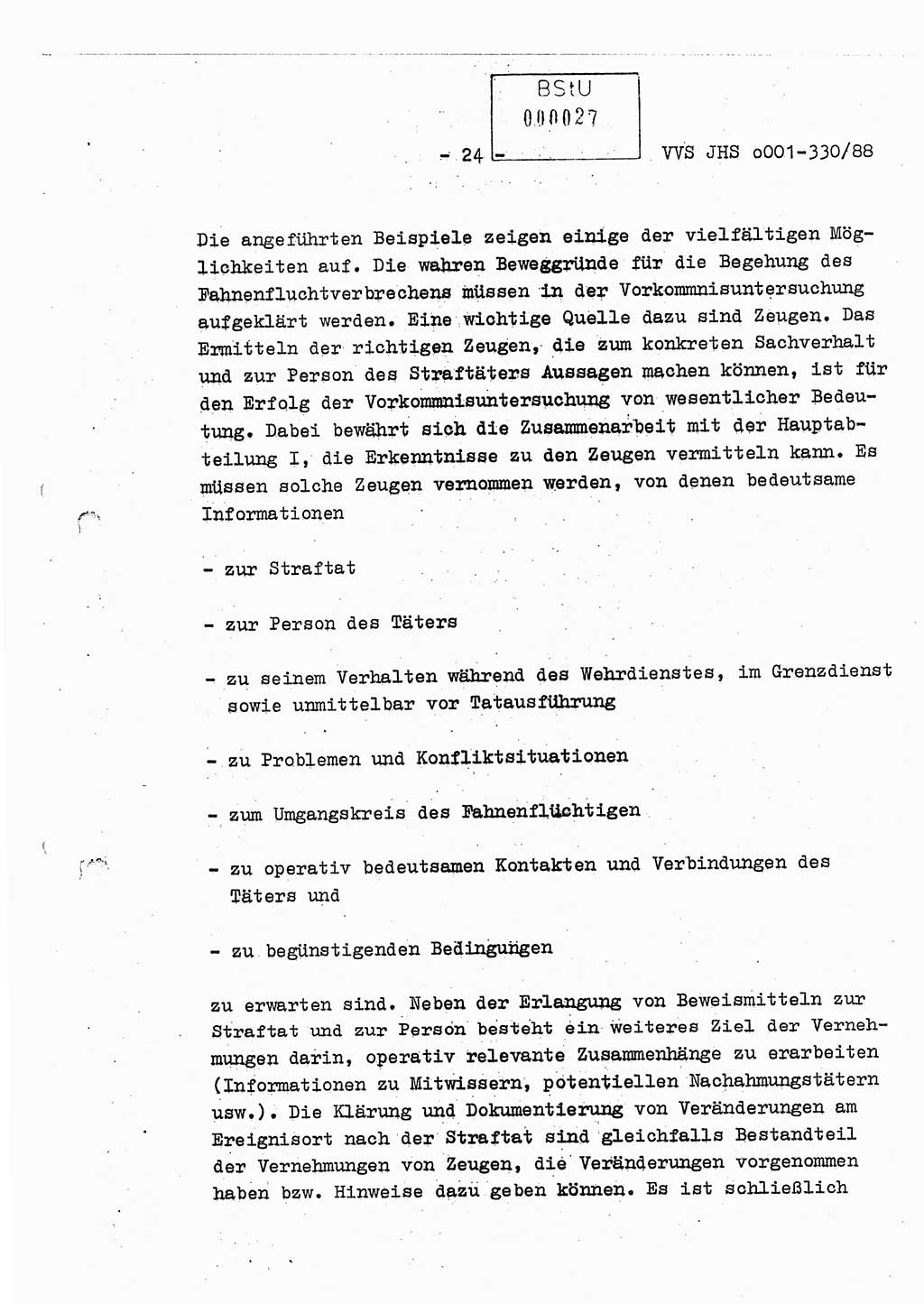 Diplomarbeit Offiziersschüler Thomas Mühle (HA Ⅸ/6), Ministerium für Staatssicherheit (MfS) [Deutsche Demokratische Republik (DDR)], Juristische Hochschule (JHS), Vertrauliche Verschlußsache (VVS) o001-330/88, Potsdam 1988, Seite 24 (Dipl.-Arb. MfS DDR JHS VVS o001-330/88 1988, S. 24)