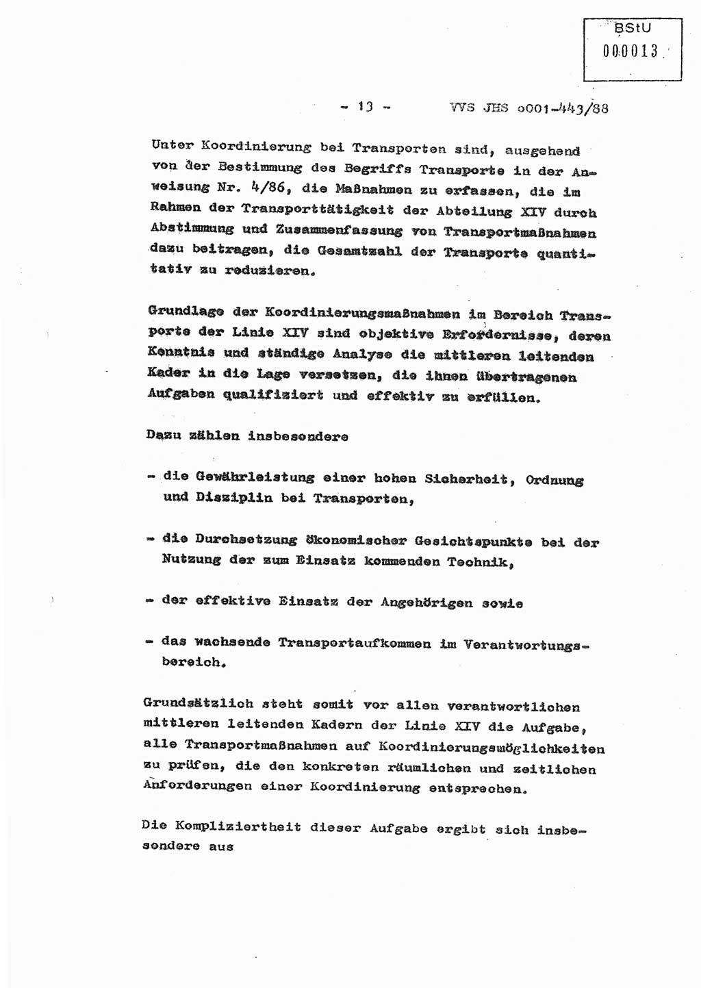 Diplomarbeit Hauptmann Michael Rast (Abt. ⅩⅣ), Major Bernd Rahaus (Abt. ⅩⅣ), Ministerium für Staatssicherheit (MfS) [Deutsche Demokratische Republik (DDR)], Juristische Hochschule (JHS), Vertrauliche Verschlußsache (VVS) o001-443/88, Potsdam 1988, Seite 13 (Dipl.-Arb. MfS DDR JHS VVS o001-443/88 1988, S. 13)