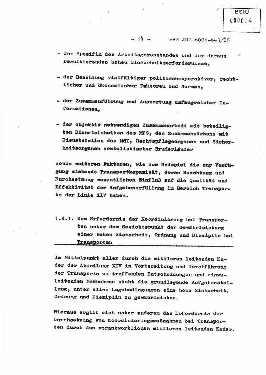 Diplomarbeit Hauptmann Michael Rast (Abt. ⅩⅣ), Major Bernd Rahaus (Abt. ⅩⅣ), Ministerium für Staatssicherheit (MfS) [Deutsche Demokratische Republik (DDR)], Juristische Hochschule (JHS), Vertrauliche Verschlußsache (VVS) o001-443/88, Potsdam 1988, Seite 14 (Dipl.-Arb. MfS DDR JHS VVS o001-443/88 1988, S. 14)