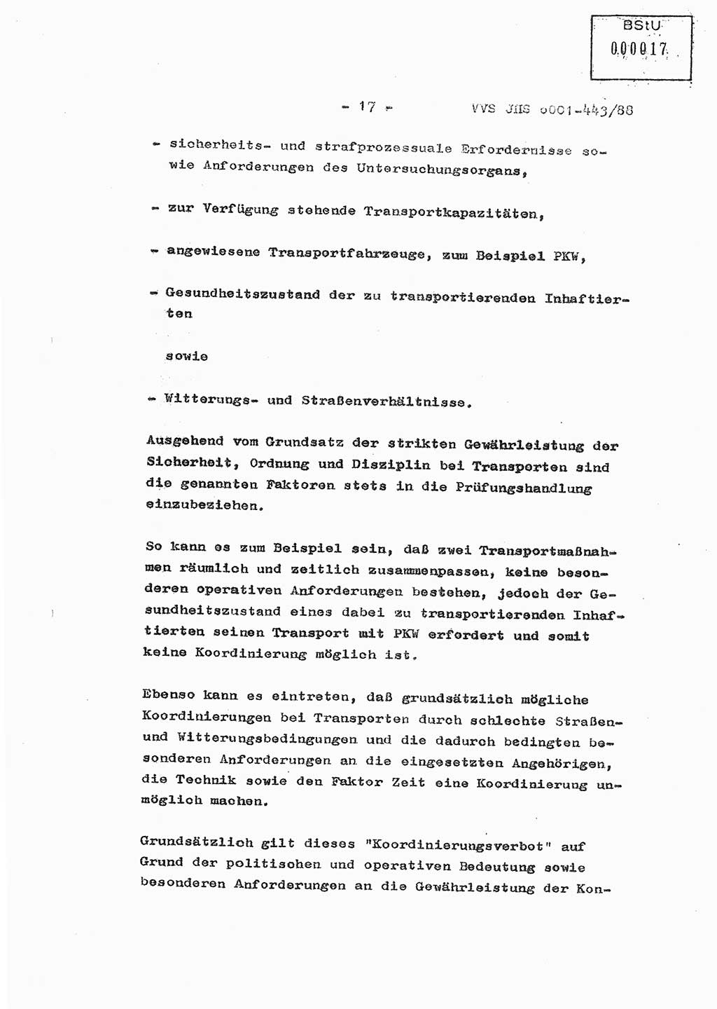 Diplomarbeit Hauptmann Michael Rast (Abt. ⅩⅣ), Major Bernd Rahaus (Abt. ⅩⅣ), Ministerium für Staatssicherheit (MfS) [Deutsche Demokratische Republik (DDR)], Juristische Hochschule (JHS), Vertrauliche Verschlußsache (VVS) o001-443/88, Potsdam 1988, Seite 17 (Dipl.-Arb. MfS DDR JHS VVS o001-443/88 1988, S. 17)